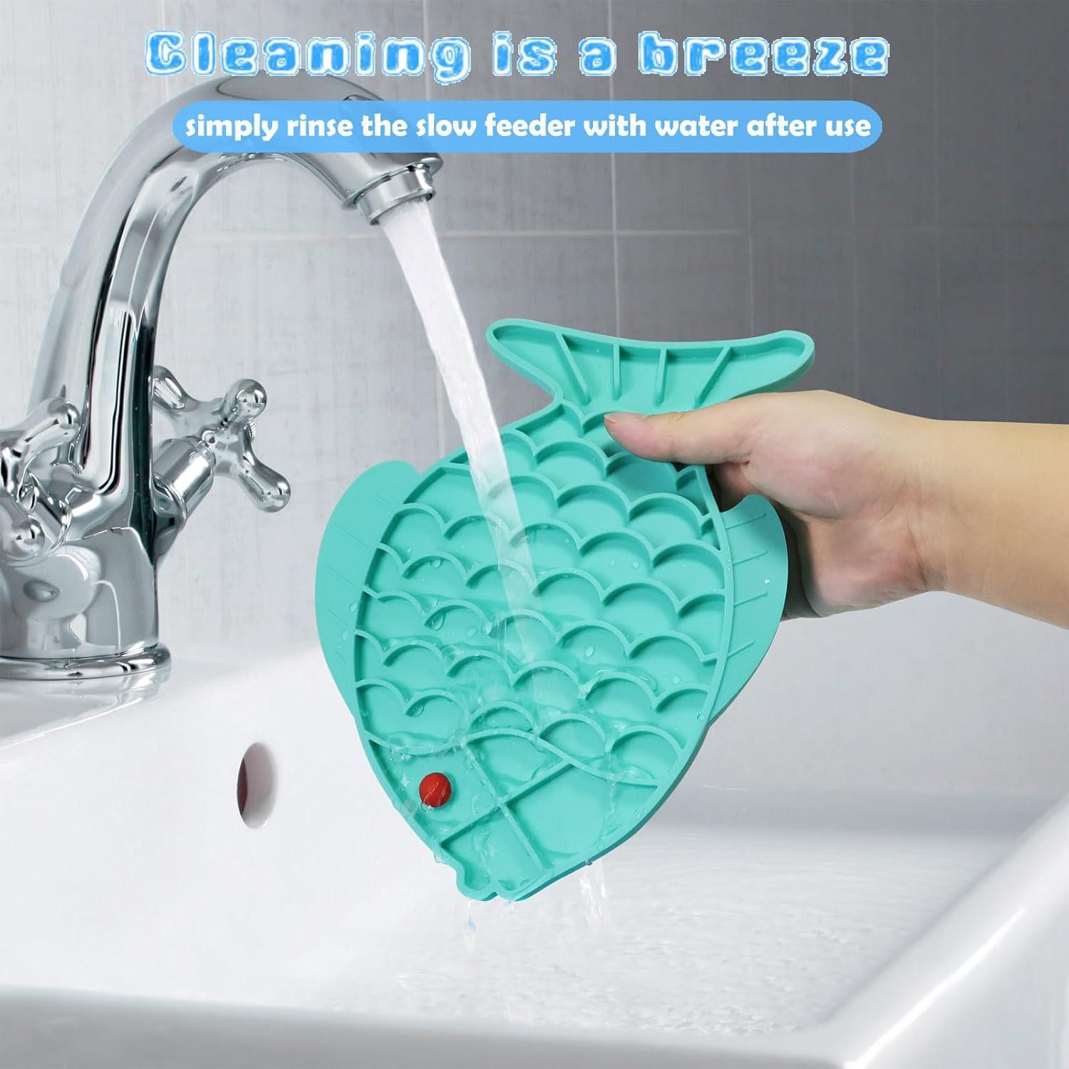 2 Comederos Lentos para Gatos Tekcoo, Silicona Antideslizante