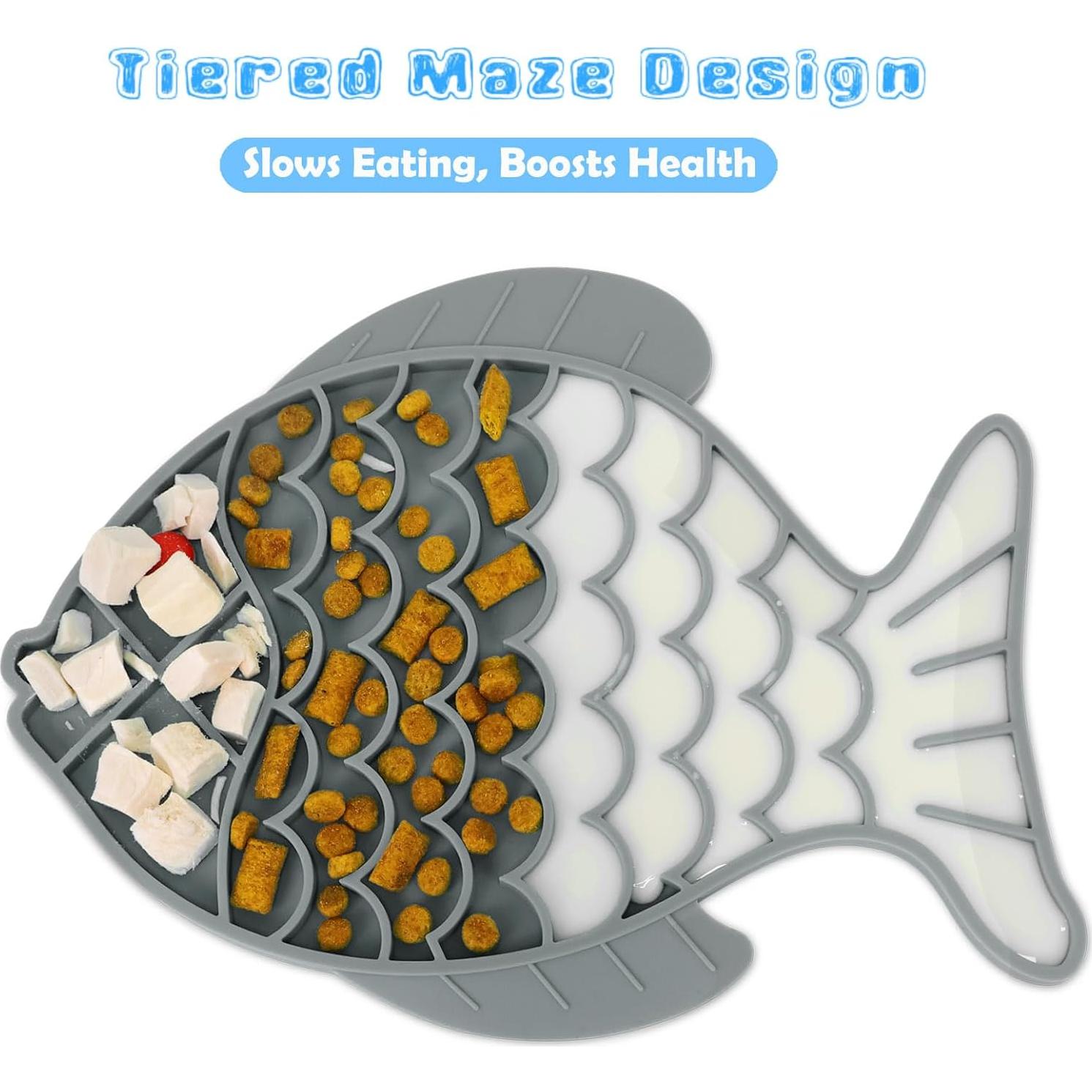 2 Comederos Lentos para Gatos Tekcoo, Silicona Antideslizante