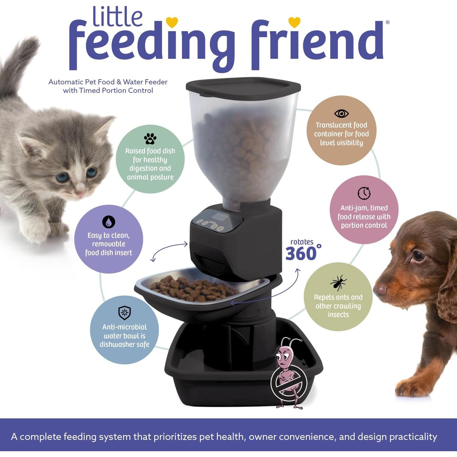 Comedero Automático Feeding Friend® para Perros y Gatos - Negro