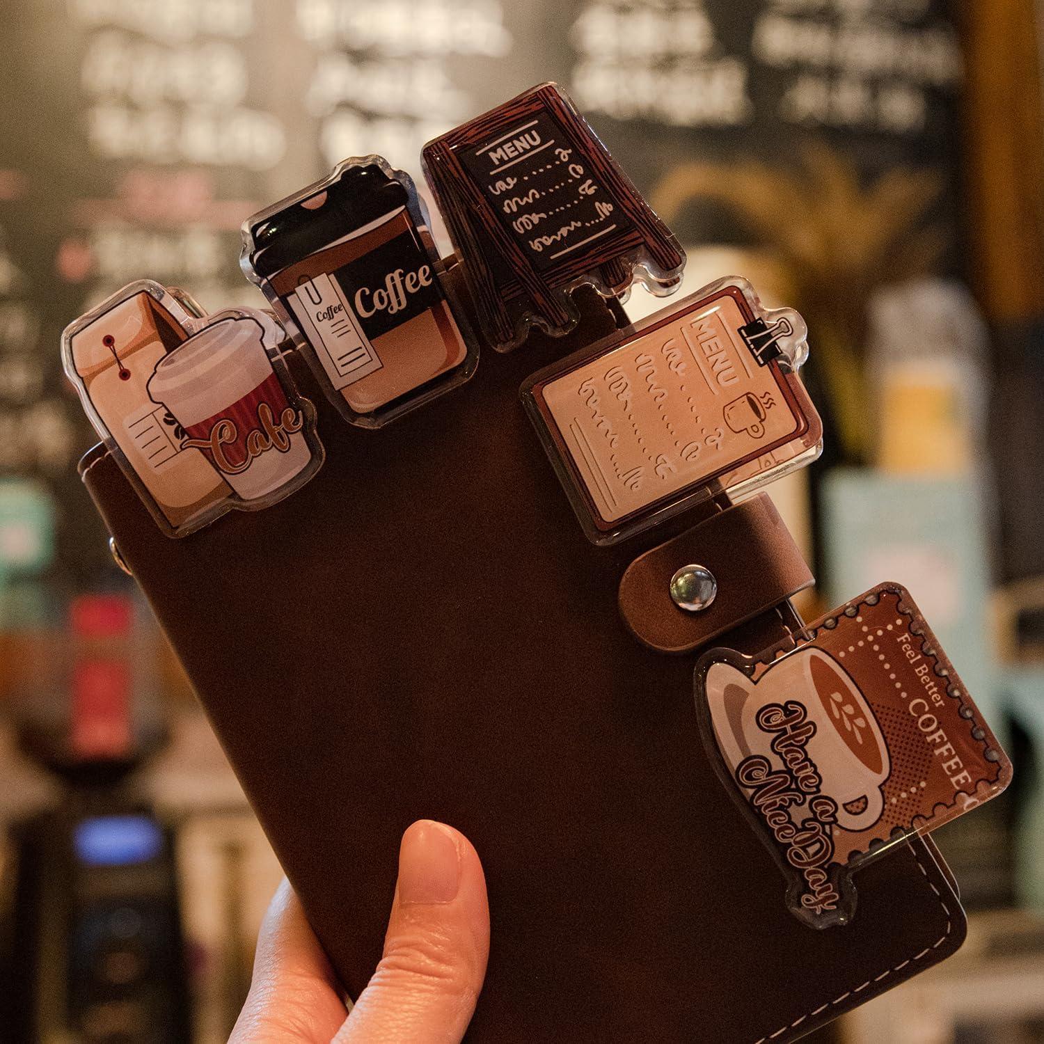 Doraking Clips de Foto Acrílico 2PCS Diseño Café 4.5-5.5cm