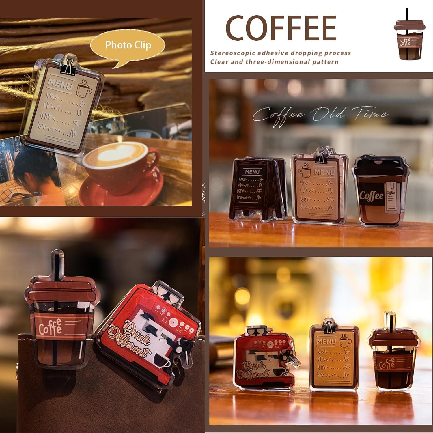 Doraking Clips de Foto Acrílico 2PCS Diseño Café 4.5-5.5cm