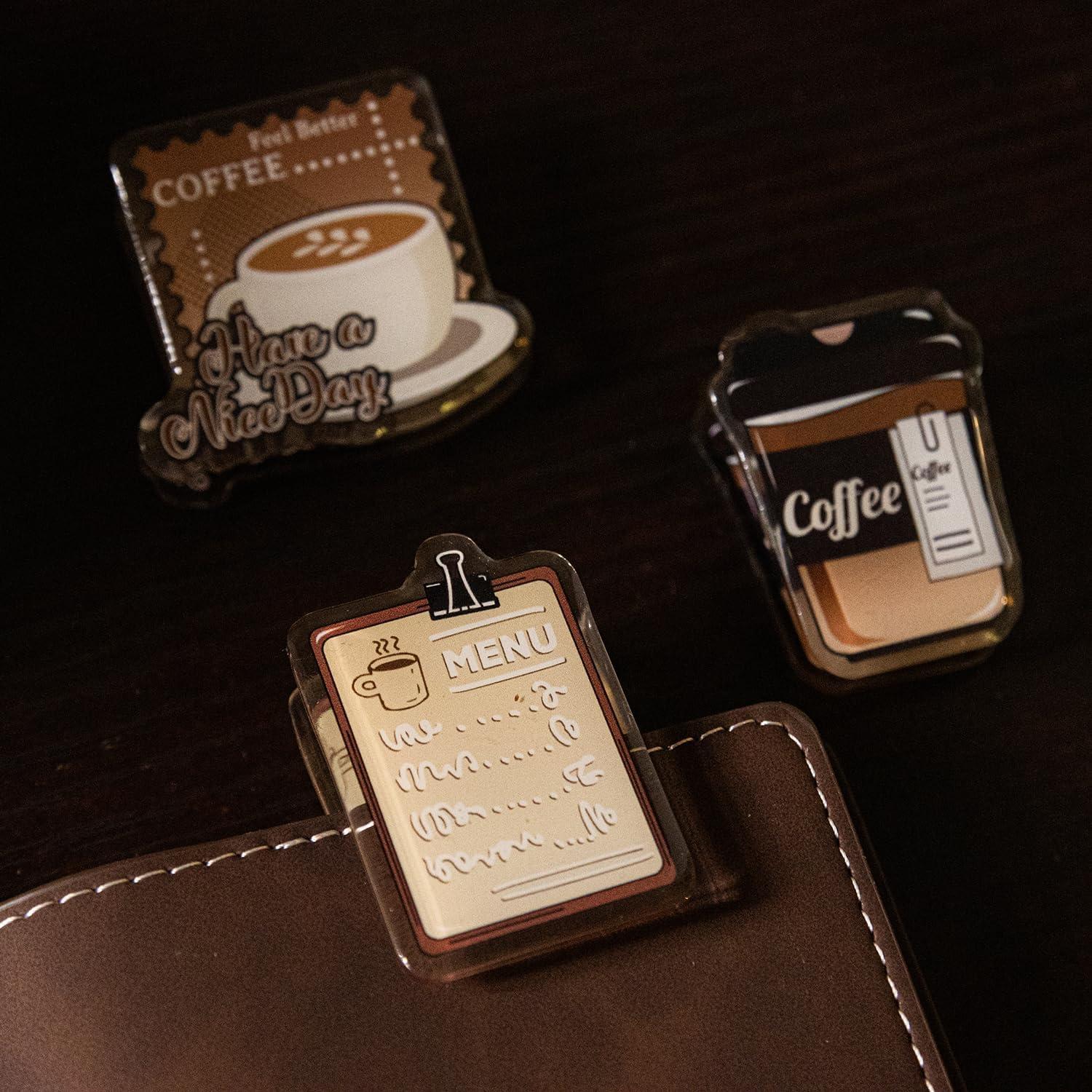 Doraking Clips de Foto Acrílico 2PCS Diseño Café 4.5-5.5cm