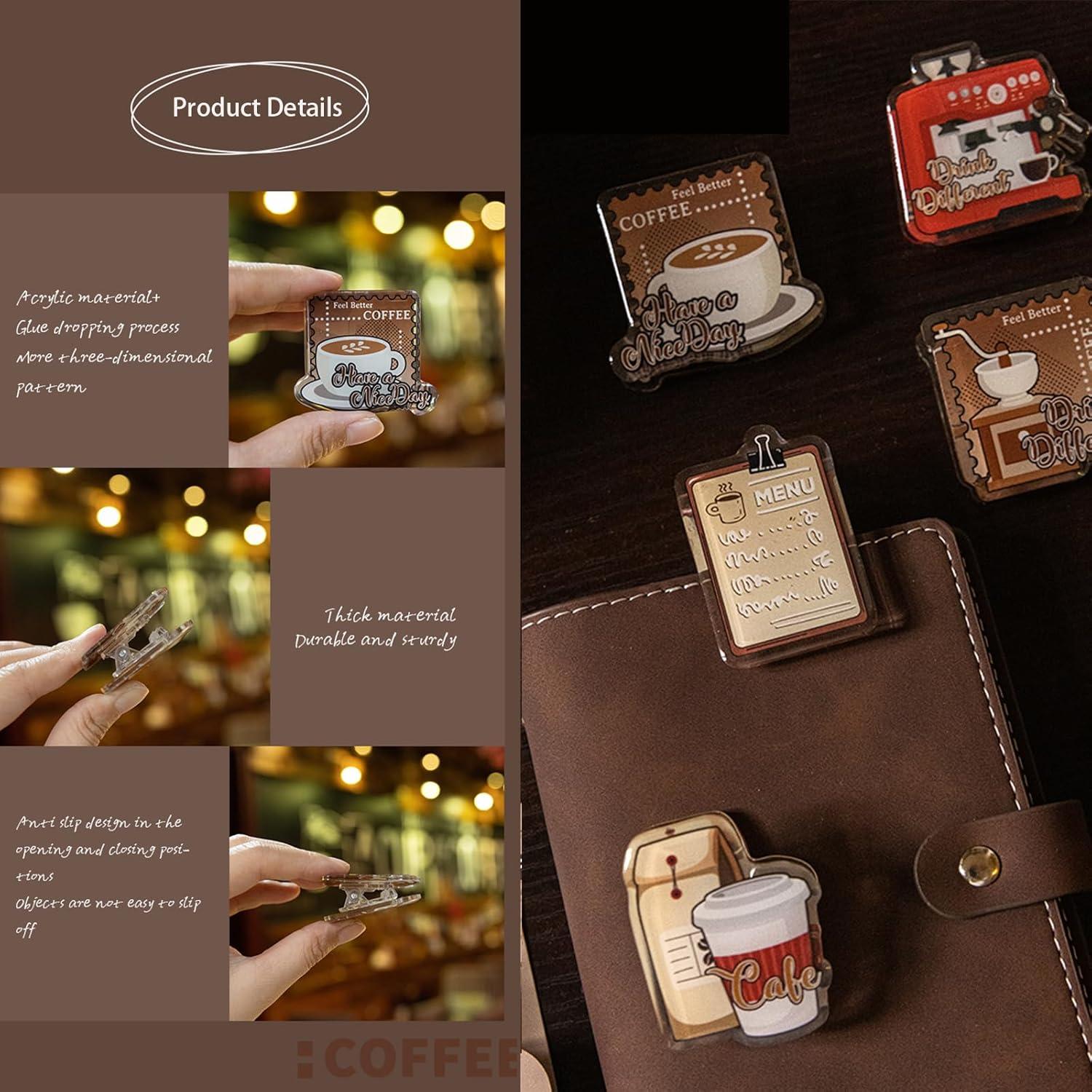 Doraking Clips de Foto Acrílico 2PCS Diseño Café 4.5-5.5cm