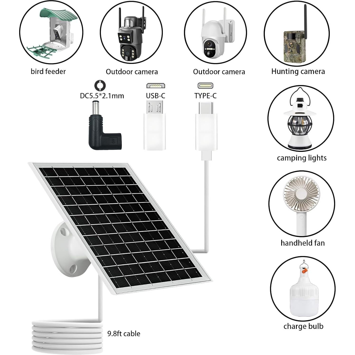 Panel Solar 6W NEWCONNY Blanco USB-C Micro USB DC 5V