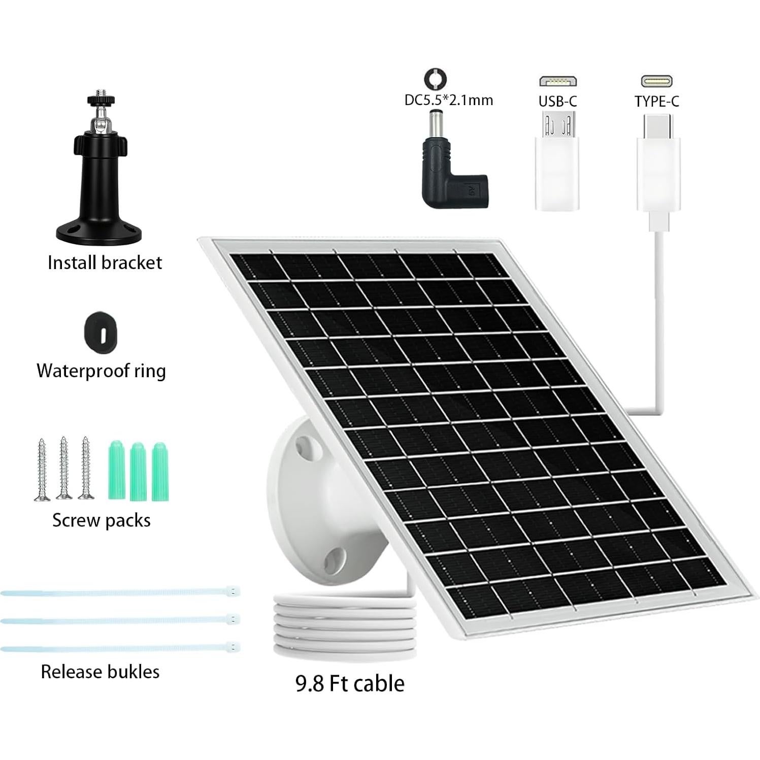 Panel Solar 6W NEWCONNY Blanco USB-C Micro USB DC 5V