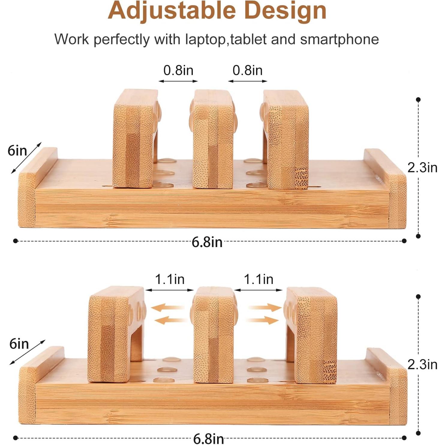 Soporte de Laptop Ajustable Booinxaa Madera Natural 1.50-3.05 cm
