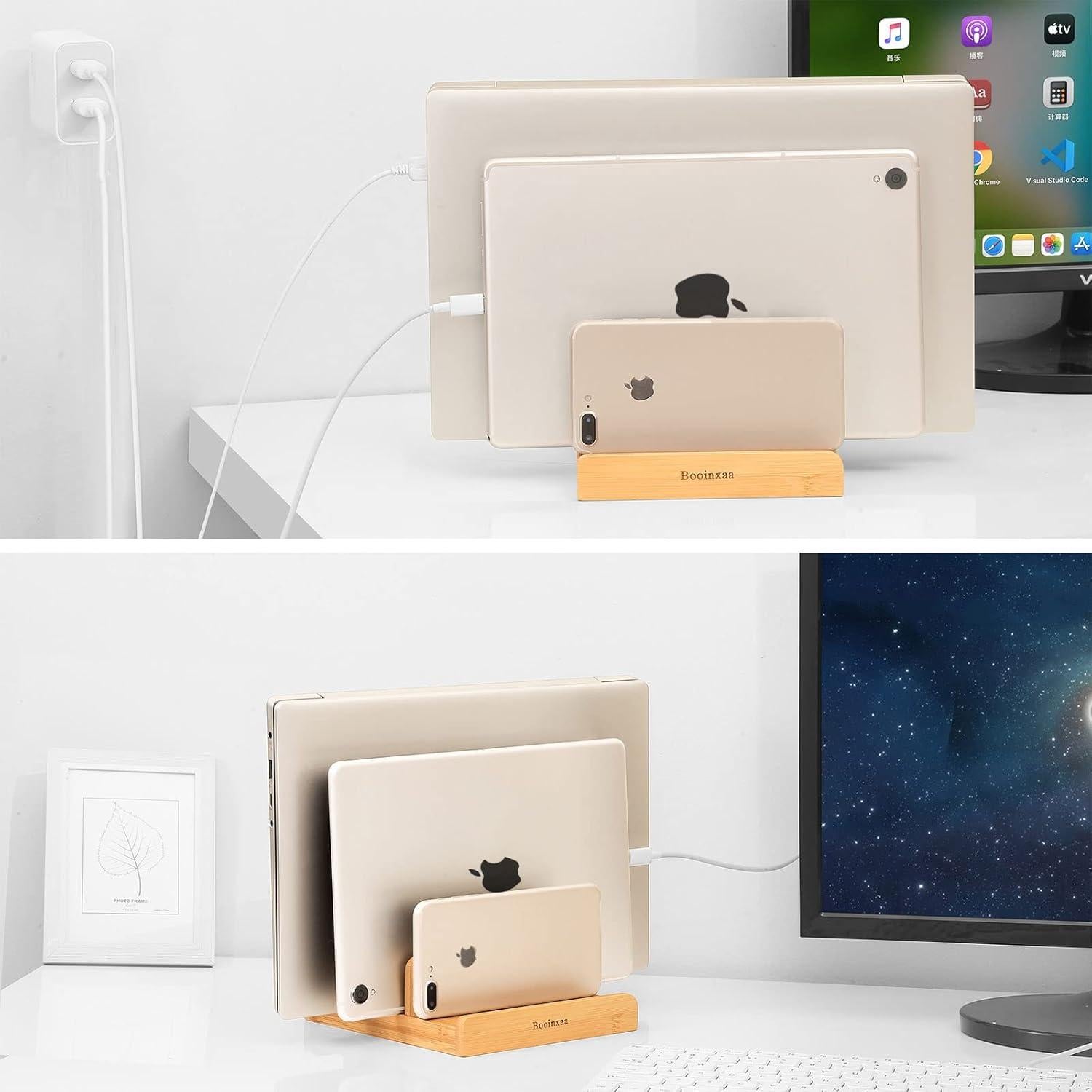 Soporte de Laptop Ajustable Booinxaa Madera Natural 1.50-3.05 cm