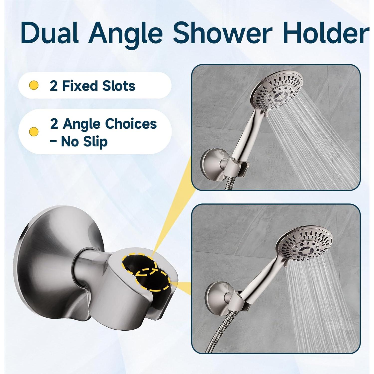 Soporte de Ducha Premier Bath con Adhesivo y Tornillo, Níquel Cepillado