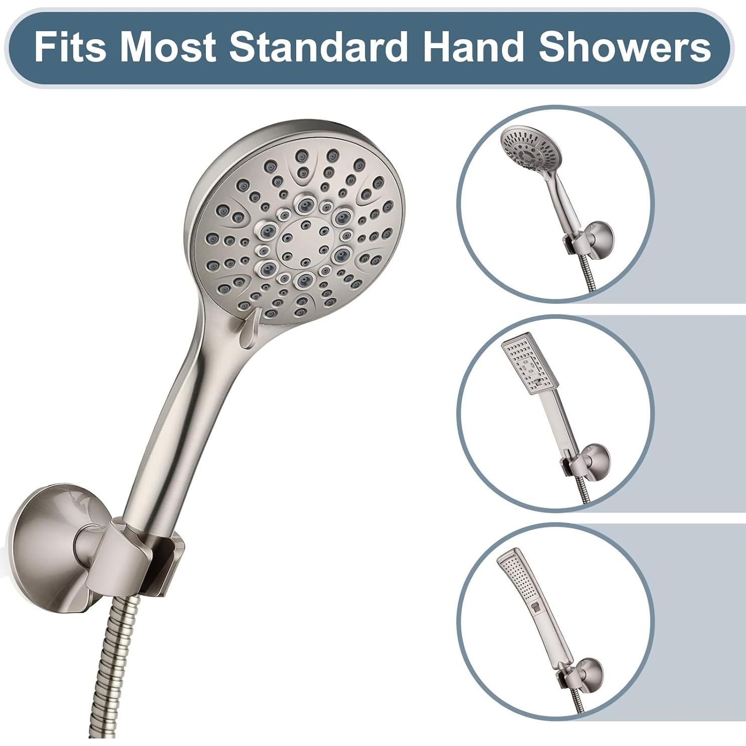 Soporte de Ducha Premier Bath con Adhesivo y Tornillo, Níquel Cepillado