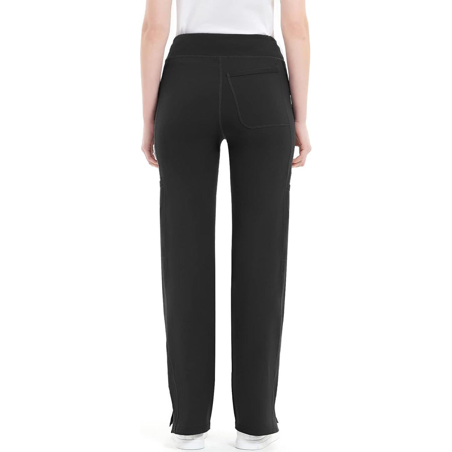Pantalones de Scrub de Yoga QBK para Mujeres - Cintura Media, Negro