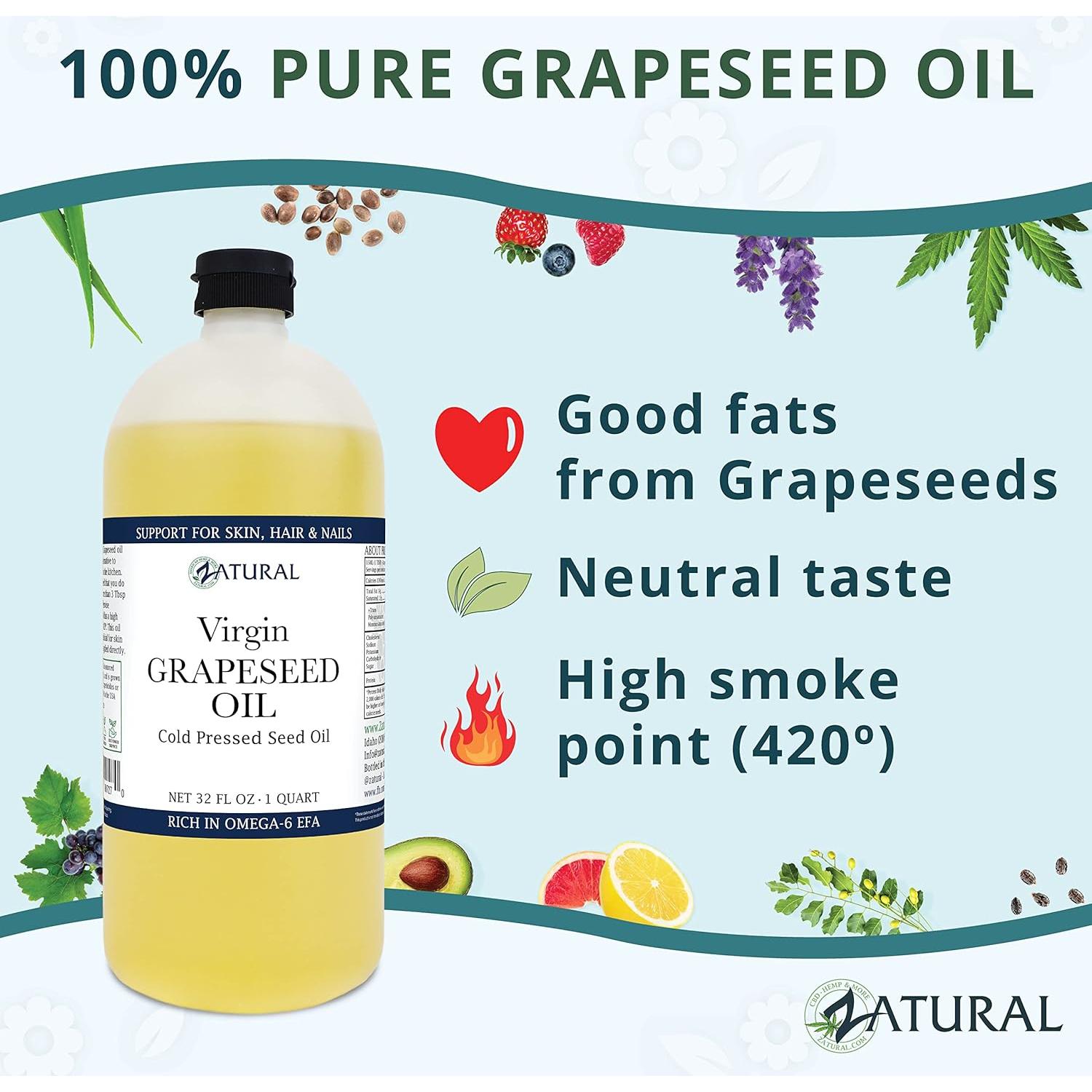 Aceite de Semilla de Uva NakedOil 946ml Prensado en Frío Virgen