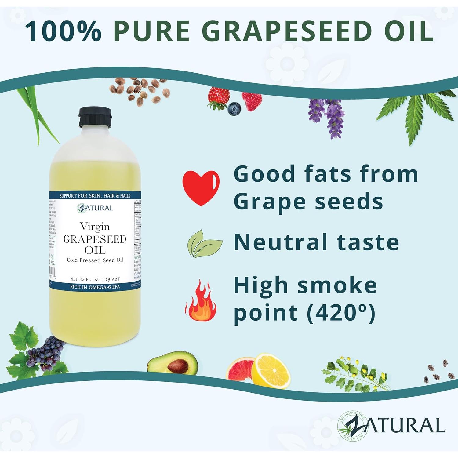 Aceite de Semilla de Uva NakedOil 946ml Prensado en Frío Virgen