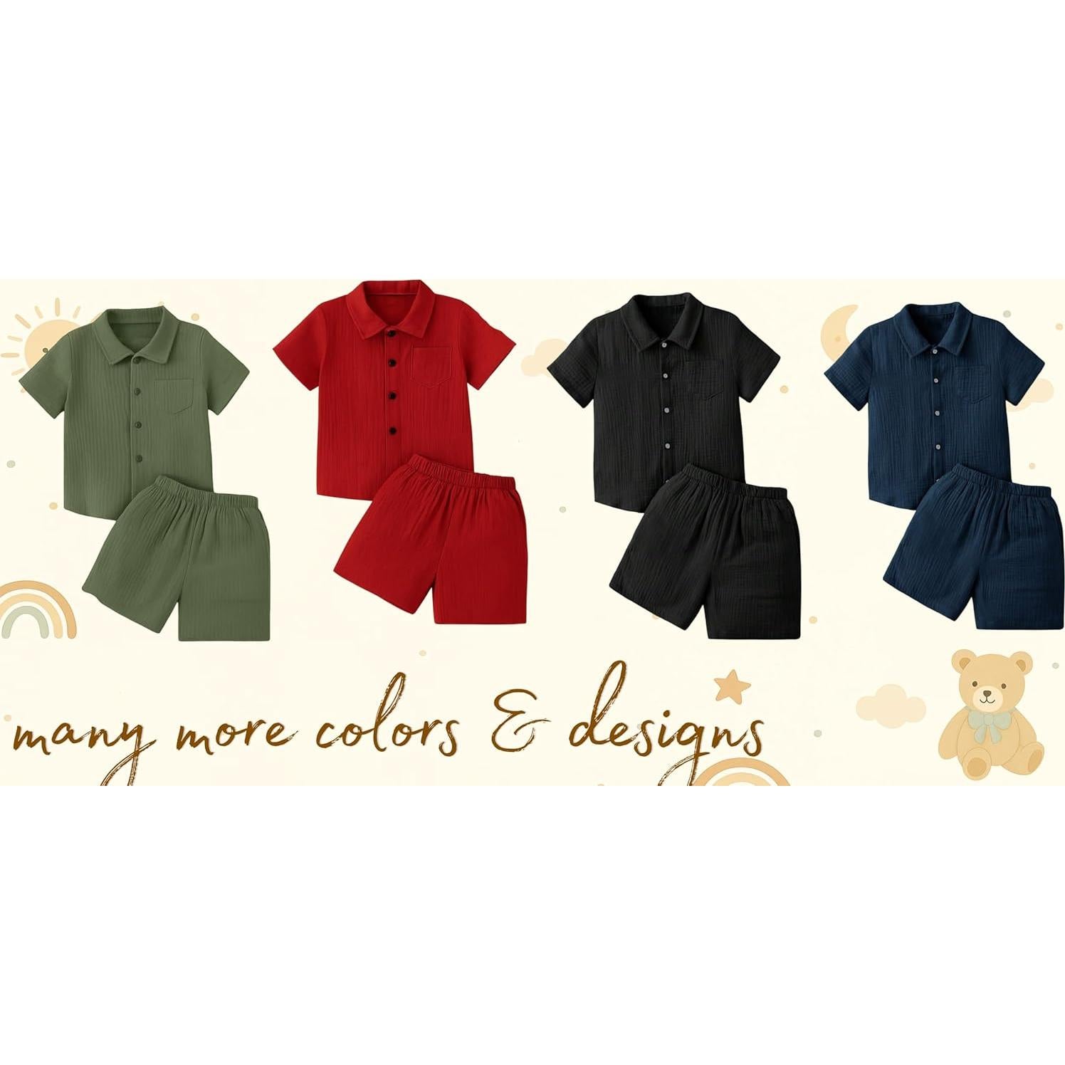 Conjunto de Verano OPTRANEST para Niños 1-2 Años Camisa y Pantalones