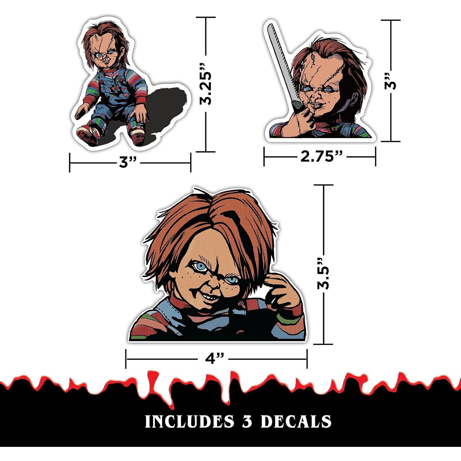 Set de 3 Calcomanías de Vinilo Chucky - Decoración Terrorífica