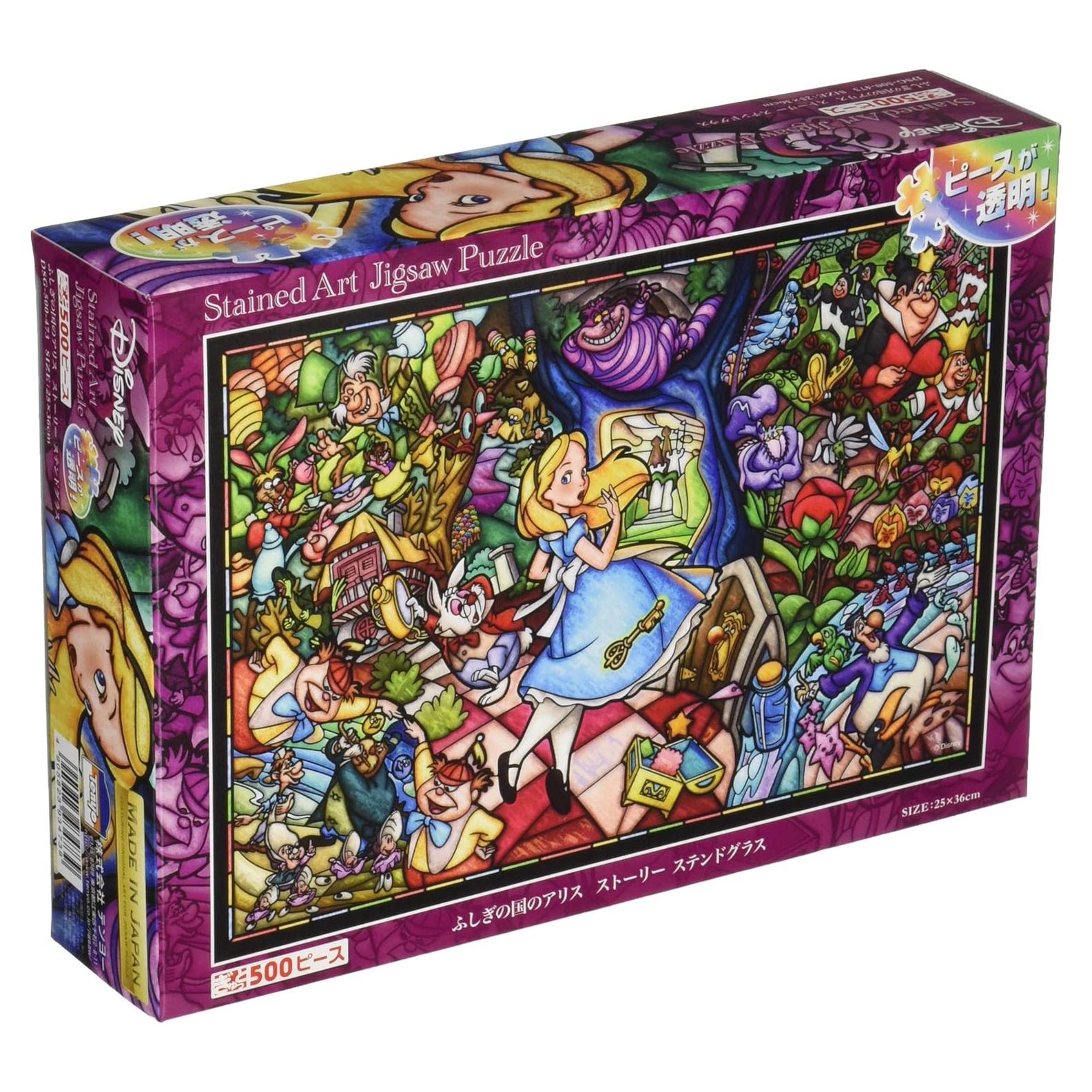 Rompecabezas 500 Piezas Tenyo Alicia en el País de las Maravillas Vidriera 25x36cm