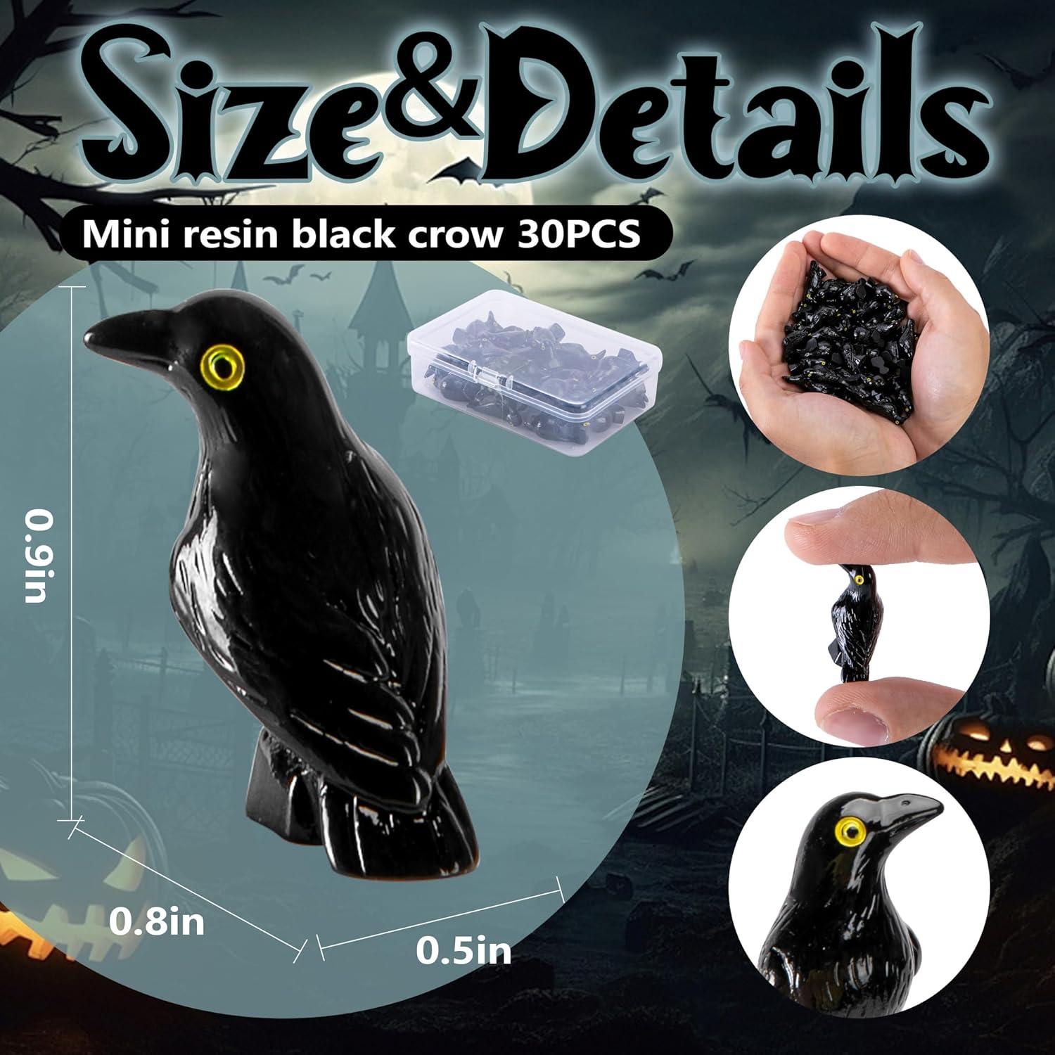 Figuras de Cuervo Negro Miniatura Watayo - 30 Pcs Decoración Halloween