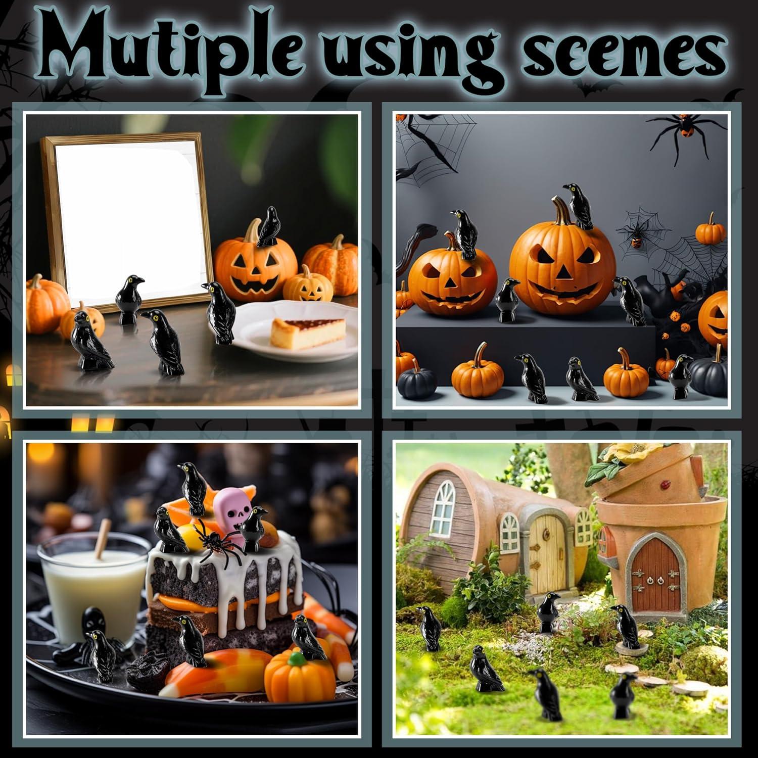Figuras de Cuervo Negro Miniatura Watayo - 30 Pcs Decoración Halloween