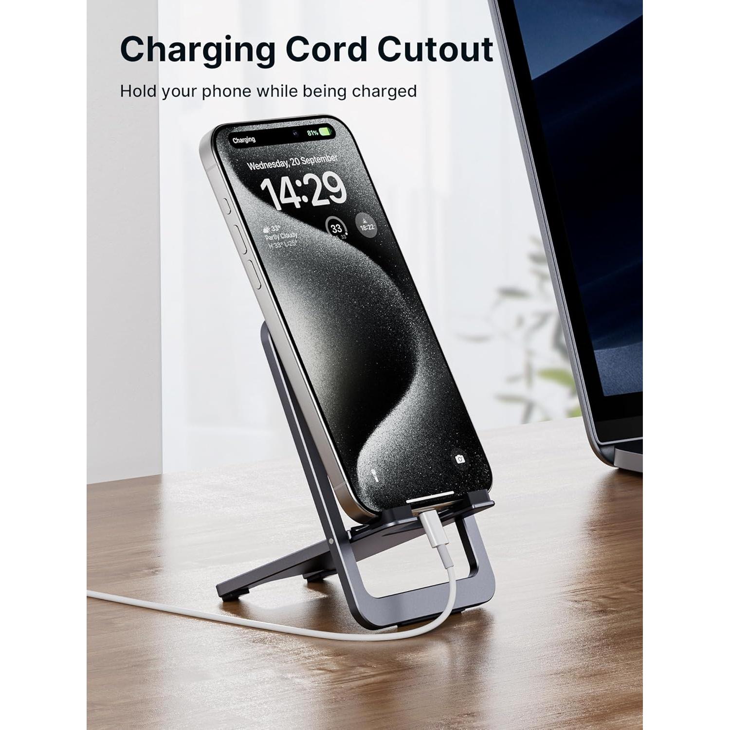 Soporte para Teléfono JSAUX Plegable Ajustable Gris 10-20 cm