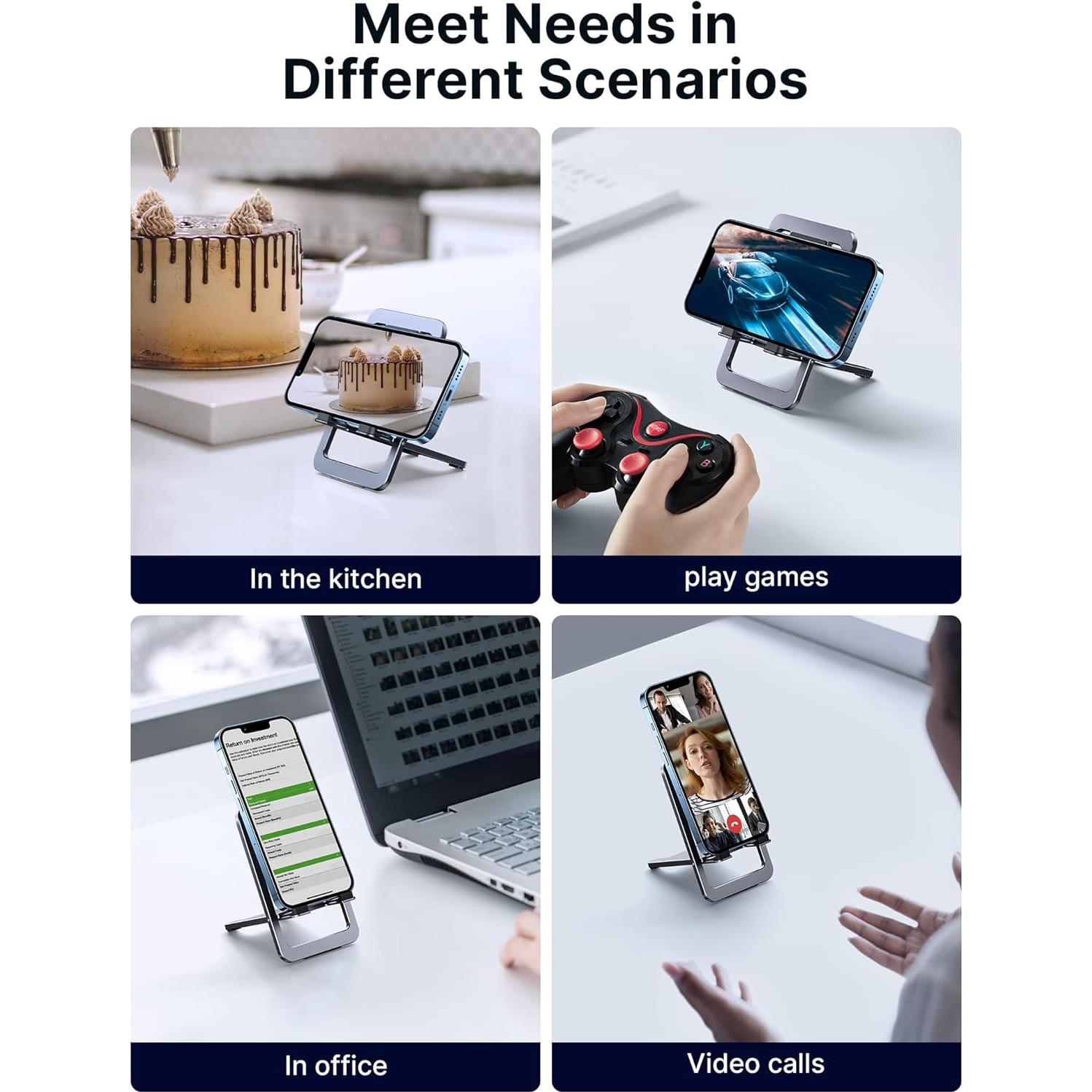 Soporte para Teléfono JSAUX Plegable Ajustable Gris 10-20 cm