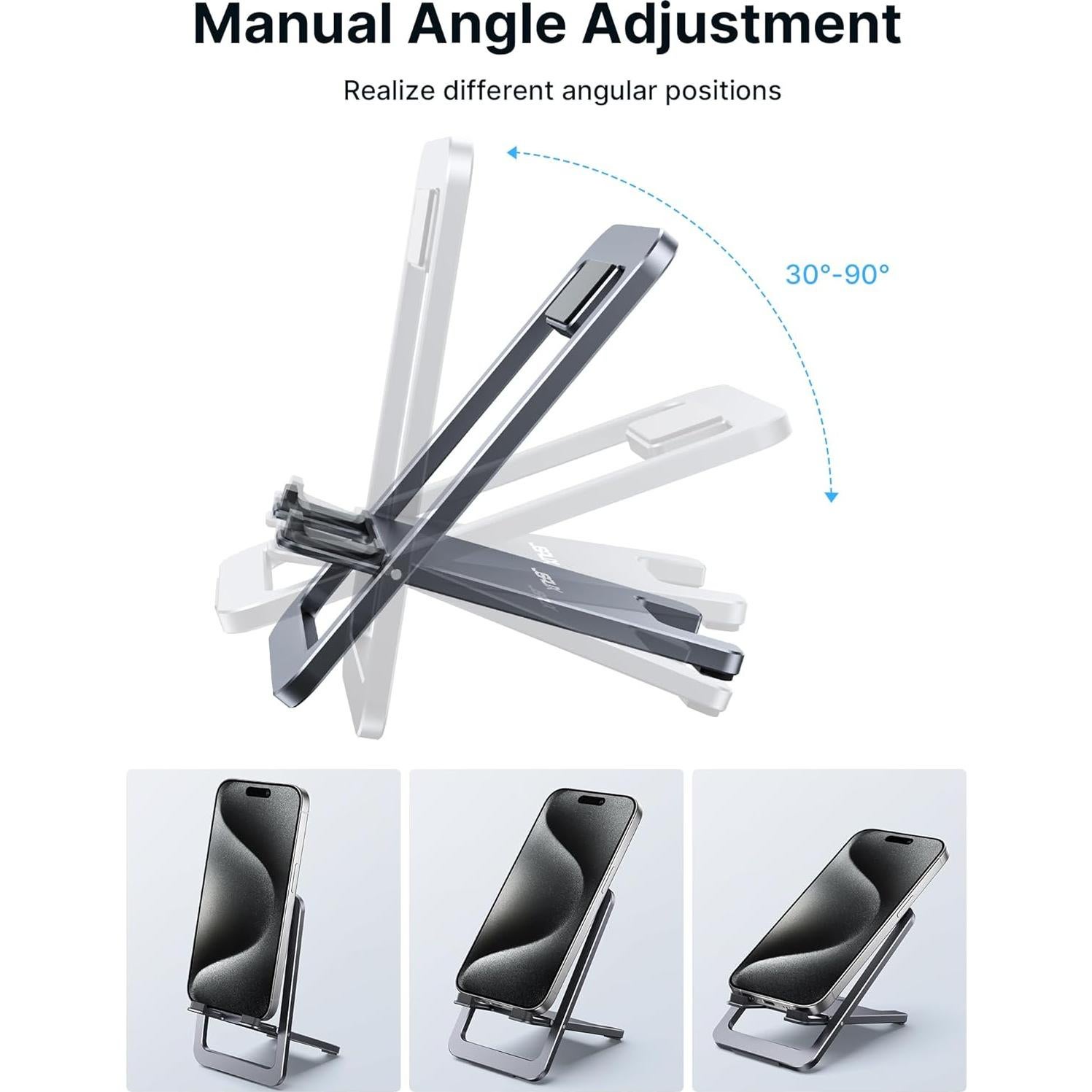 Soporte para Teléfono JSAUX Plegable Ajustable Gris 10-20 cm