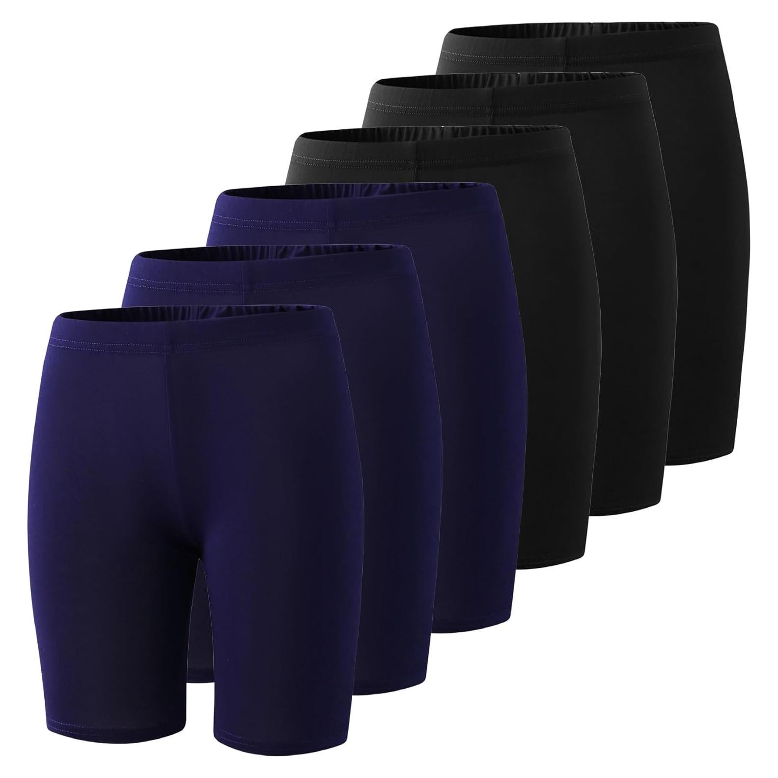 Paquete de 6 pantalones cortos de compresión Spandex para niñas 4-12 años