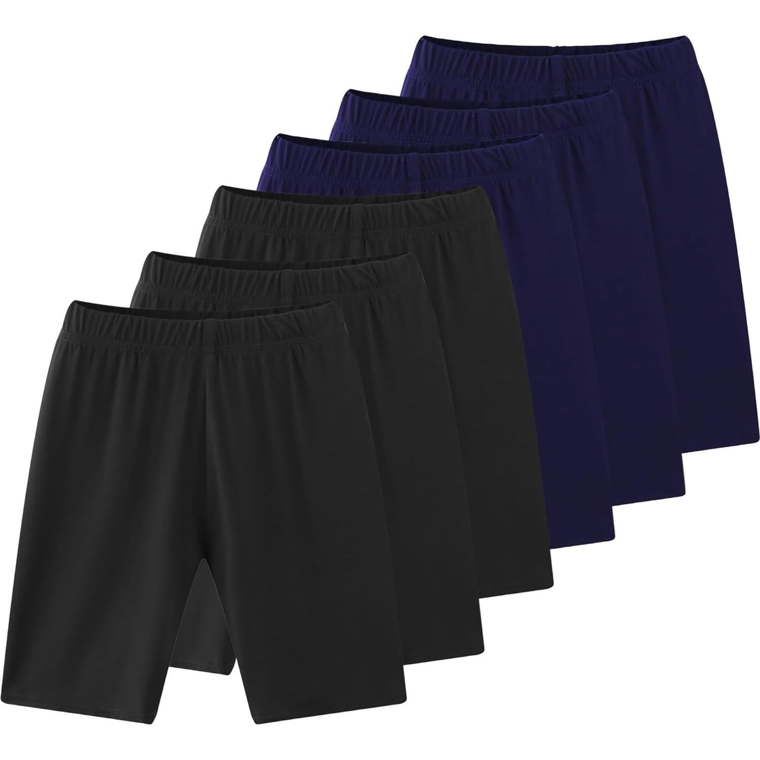 Paquete de 6 pantalones cortos de compresión Spandex para niñas 4-12 años