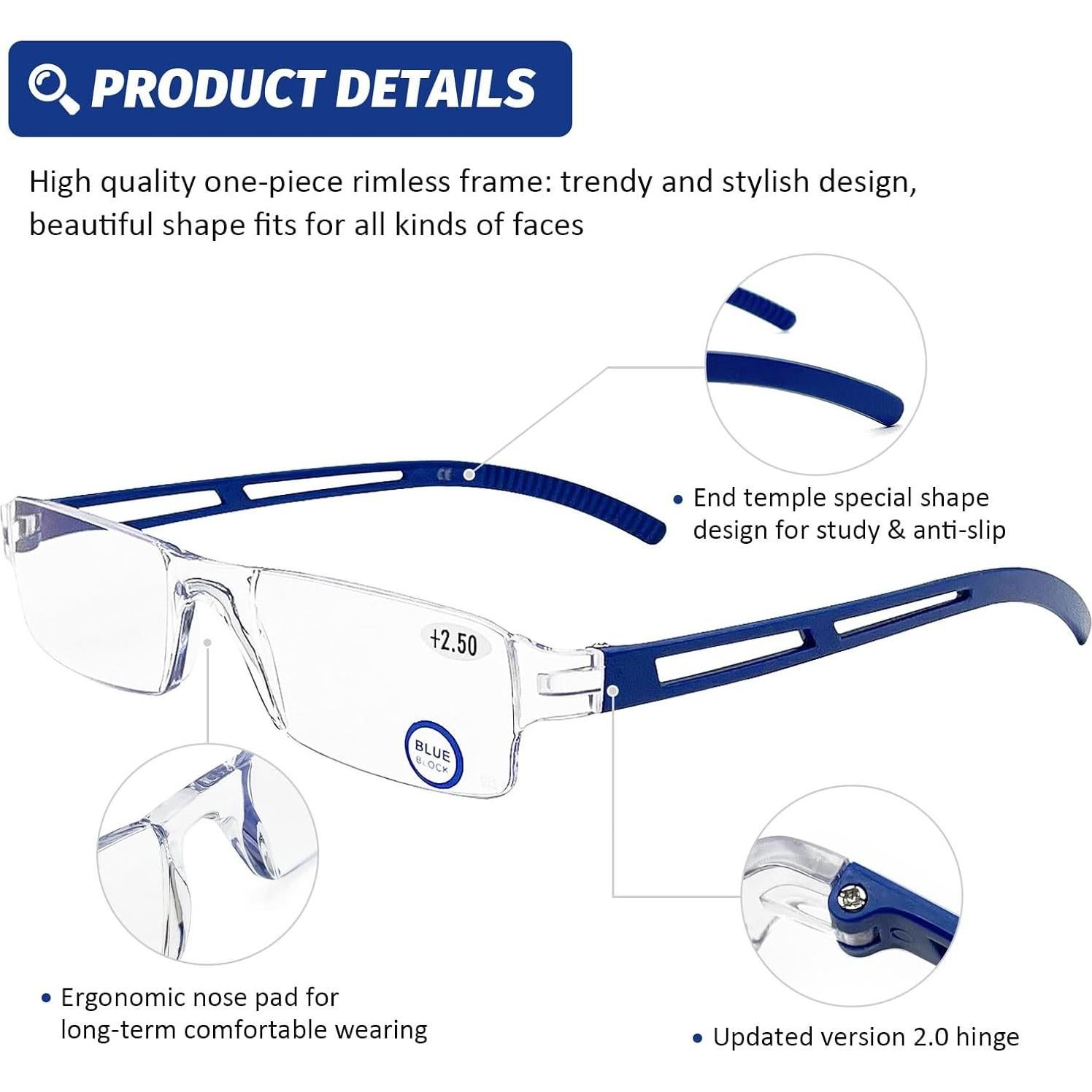 Gafas de Lectura DOOViC 5 Estilos Anti Luz Azul 2.75x