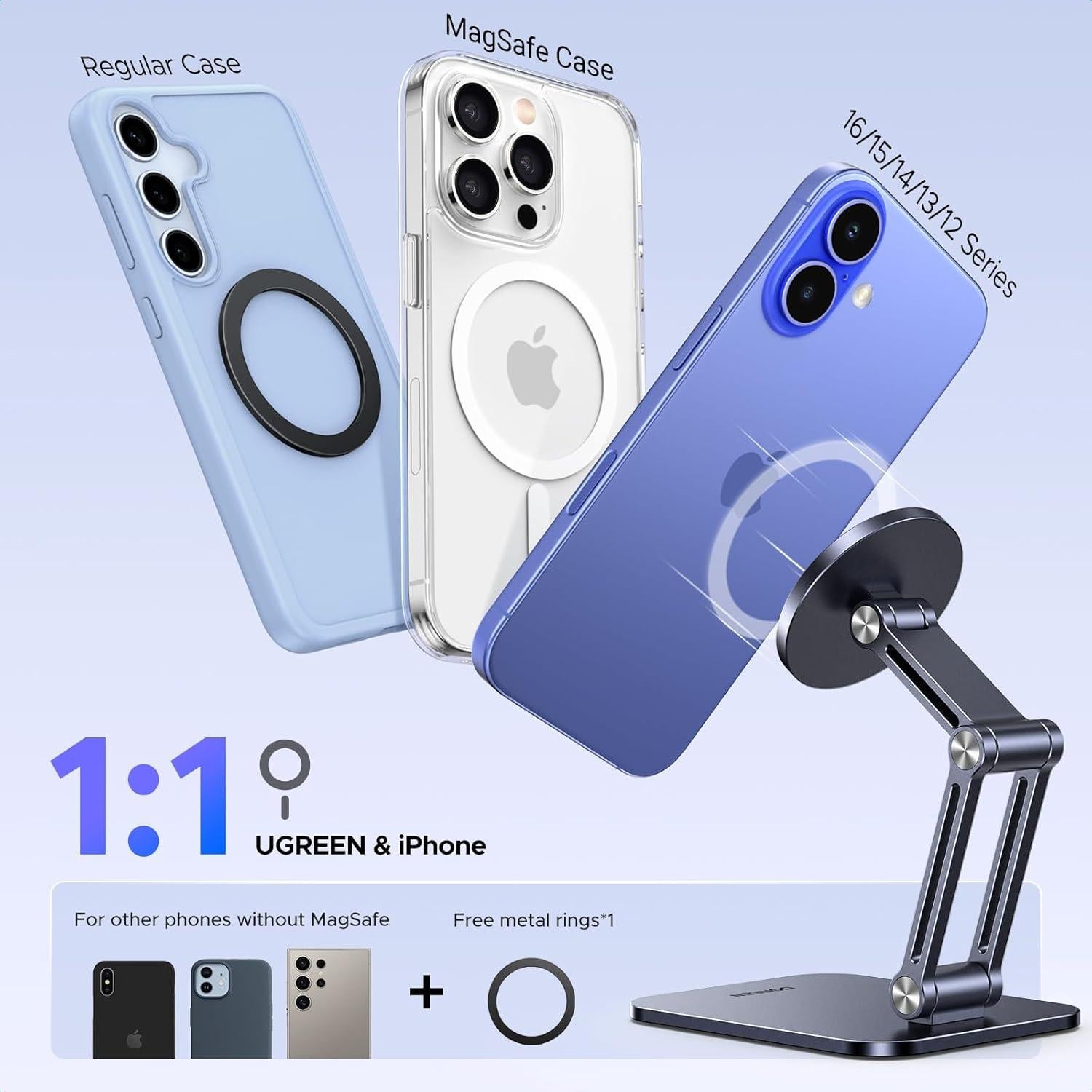 Soporte Magnético UGREEN para Teléfono Ajustable Gris