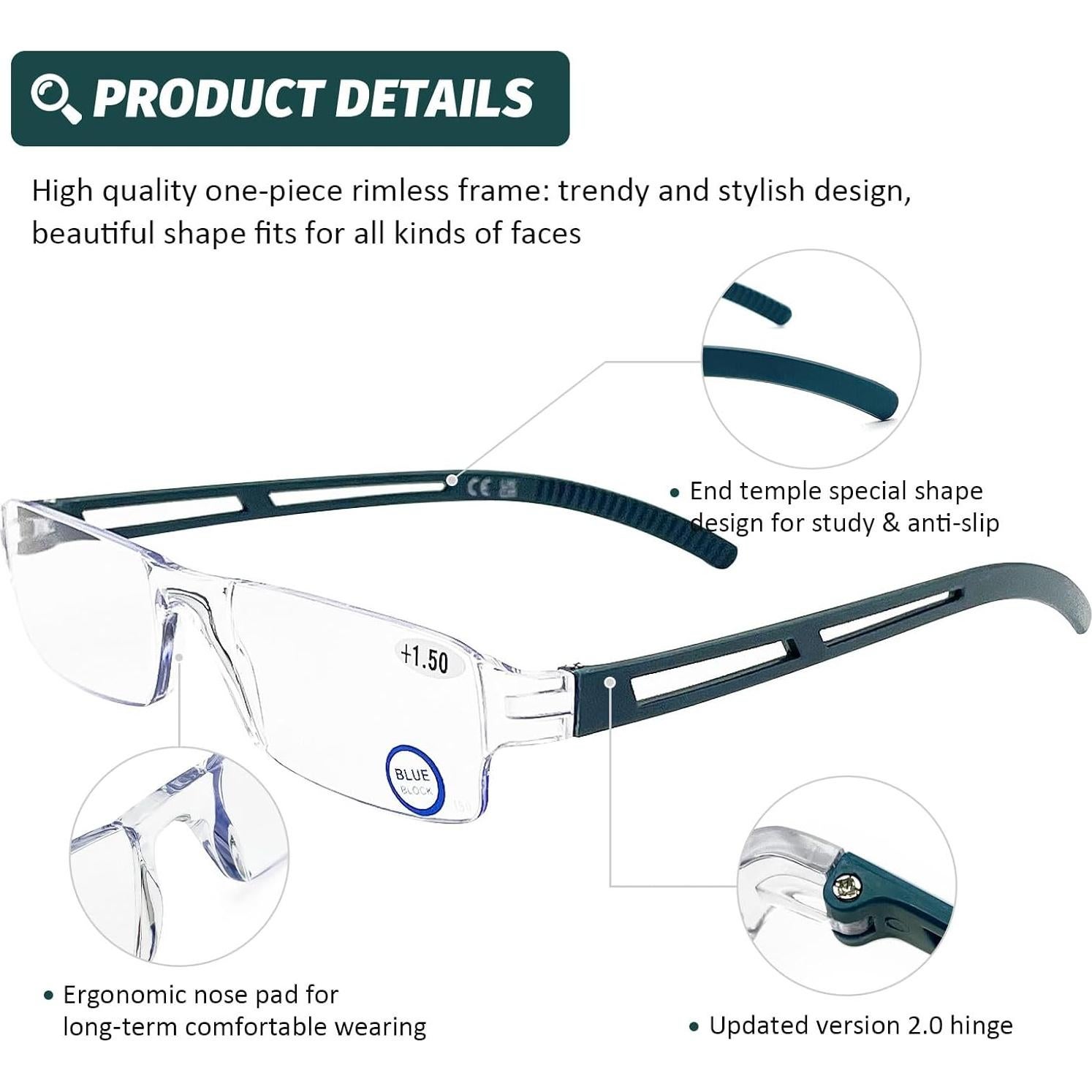 Gafas de Lectura DOOViC 5 Estilos Anti Luz Azul 1.25x