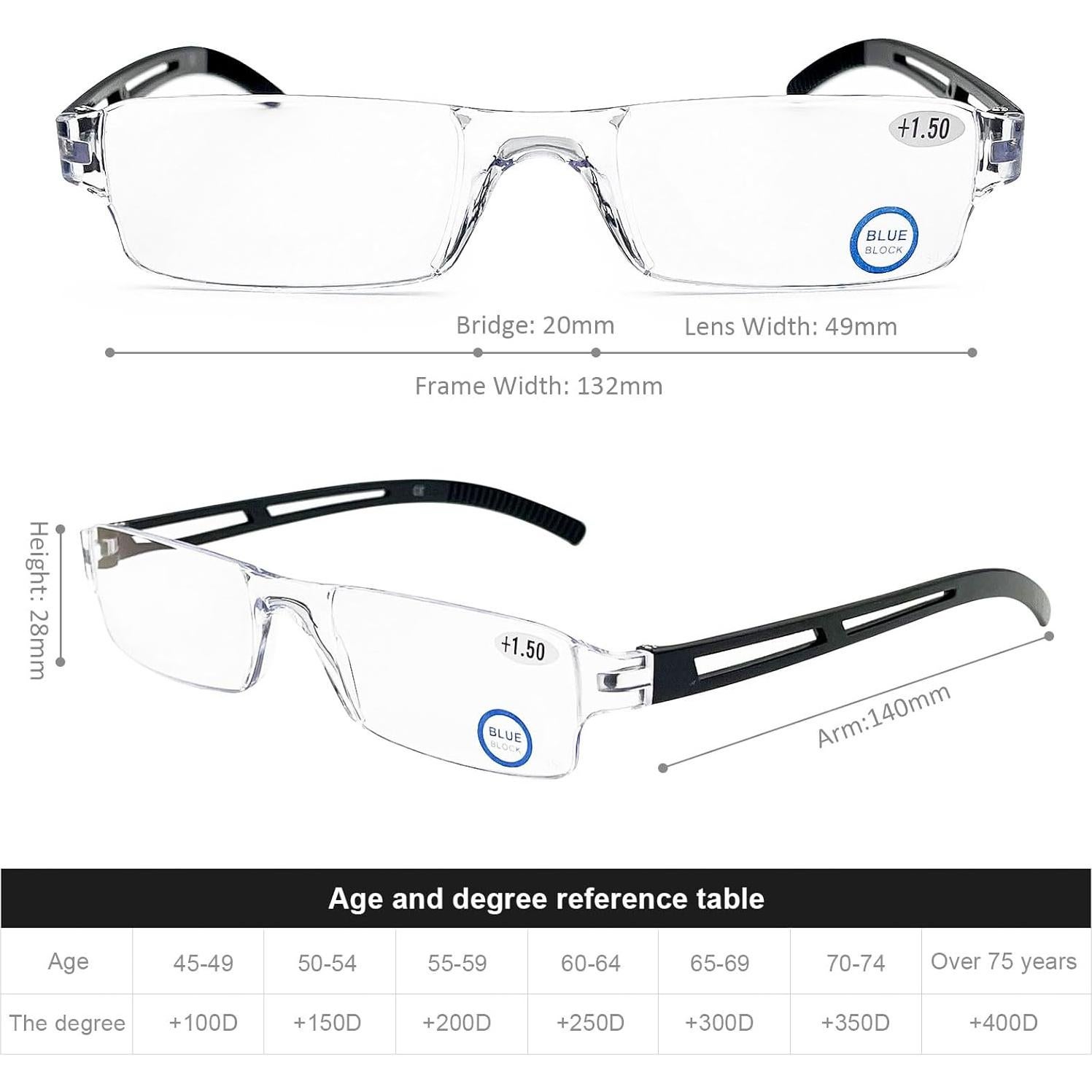 Gafas de Lectura DOOViC 2.5x Ligeras Anti Luz Azul 5 Colores