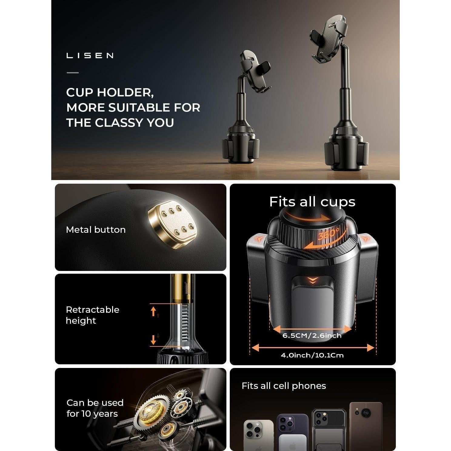 Soporte para teléfono en taza LISEN ajustable 10-12.5"