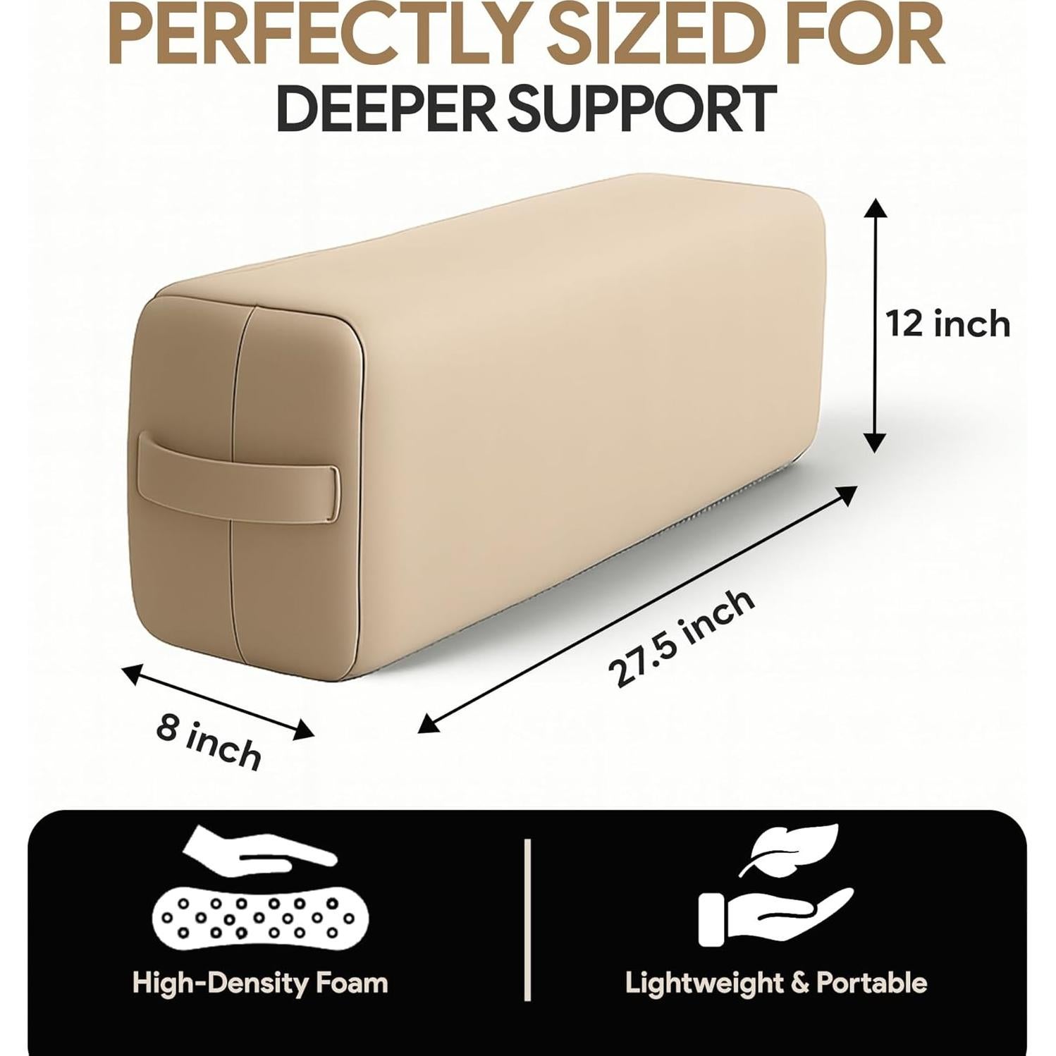 Almohada de Yoga LeelaShanti Beige 69.85x30.48cm Soporte Espalda