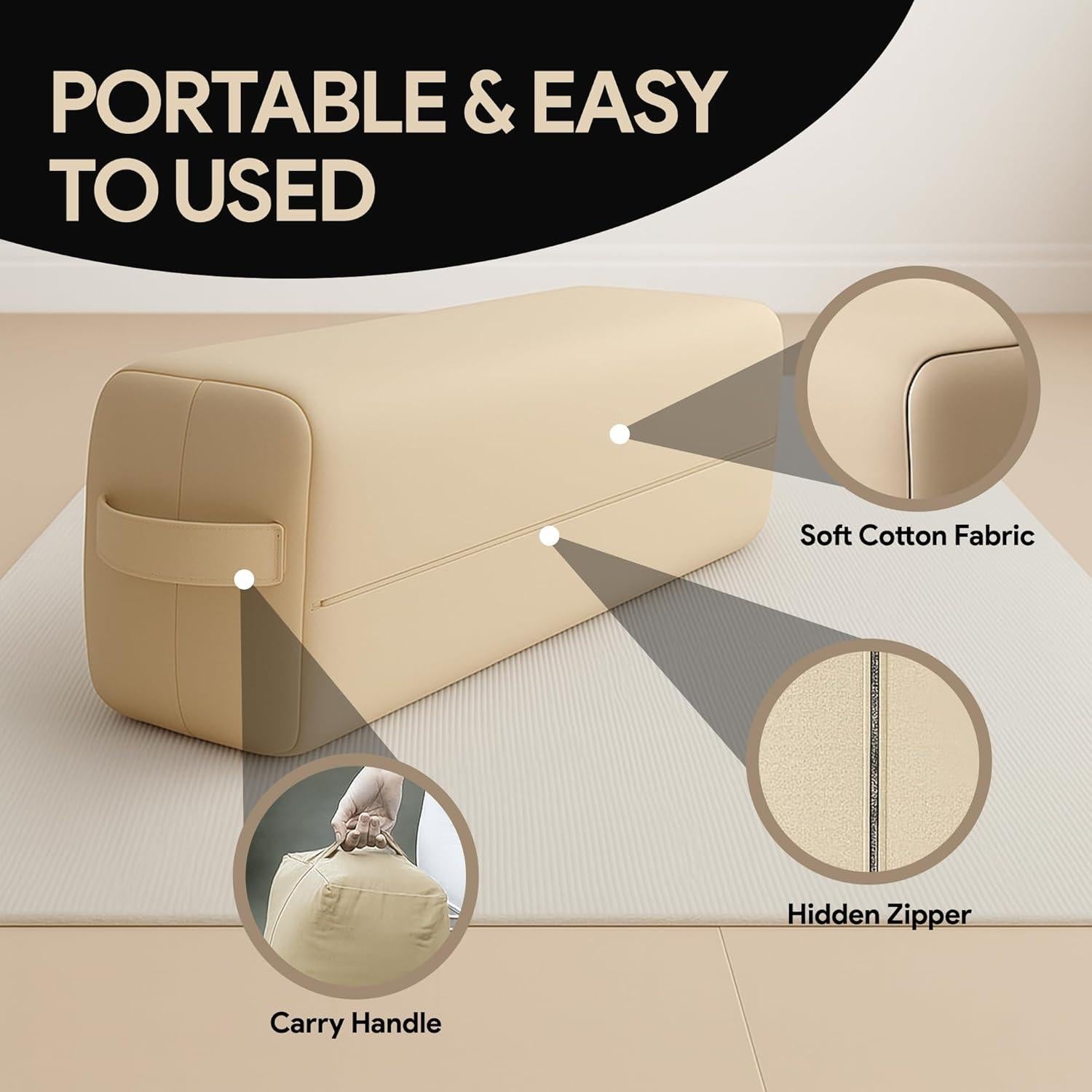 Almohada de Yoga LeelaShanti Beige 69.85x30.48cm Soporte Espalda