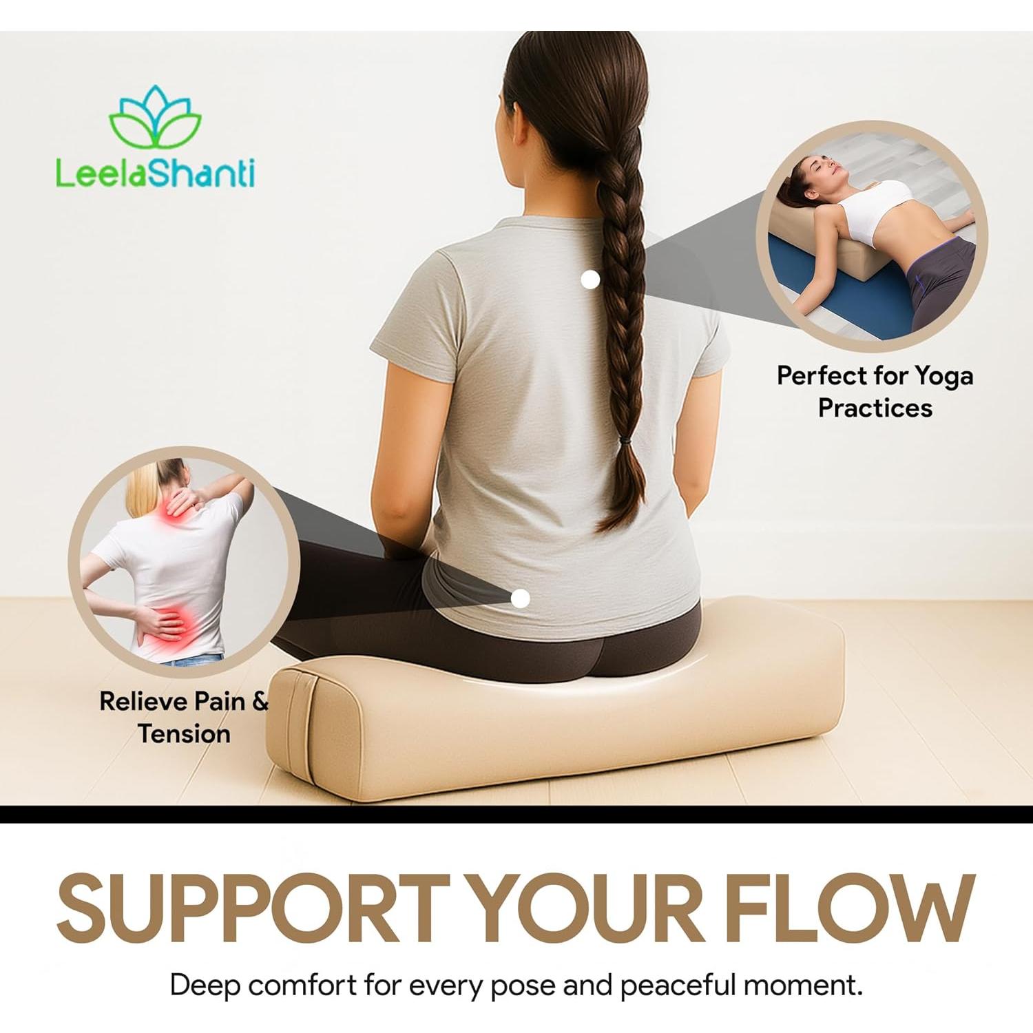 Almohada de Yoga LeelaShanti Beige 69.85x30.48cm Soporte Espalda