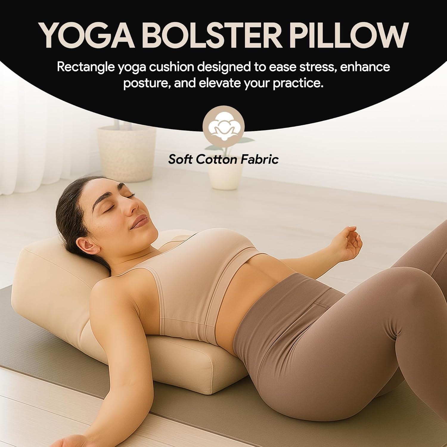 Almohada de Yoga LeelaShanti Beige 69.85x30.48cm Soporte Espalda