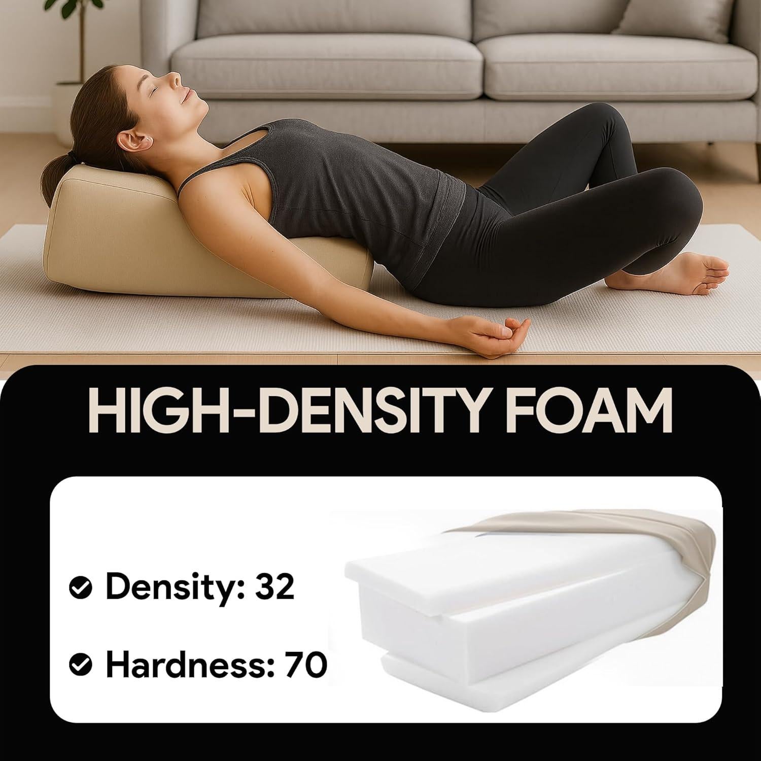 Almohada de Yoga LeelaShanti Beige 69.85x30.48cm Soporte Espalda