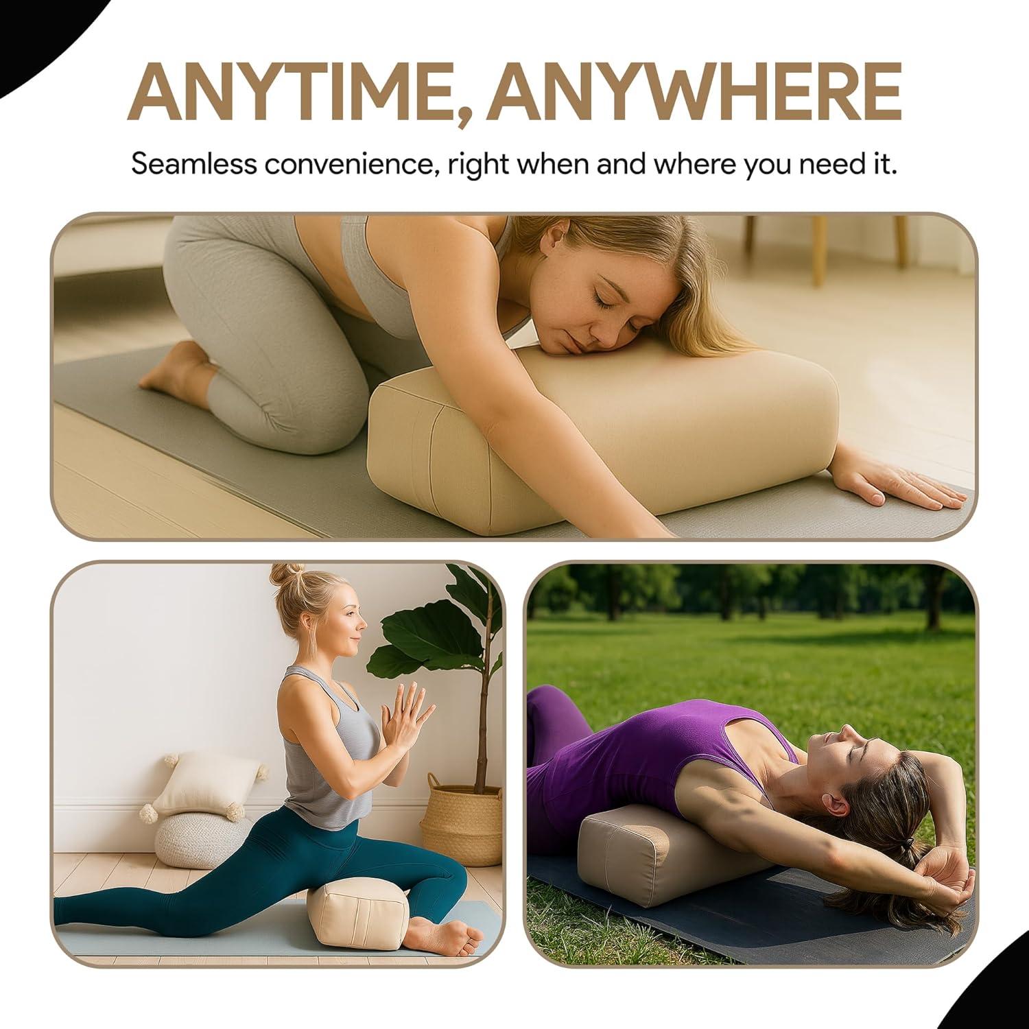 Almohada de Yoga LeelaShanti Beige 69.85x30.48cm Soporte Espalda