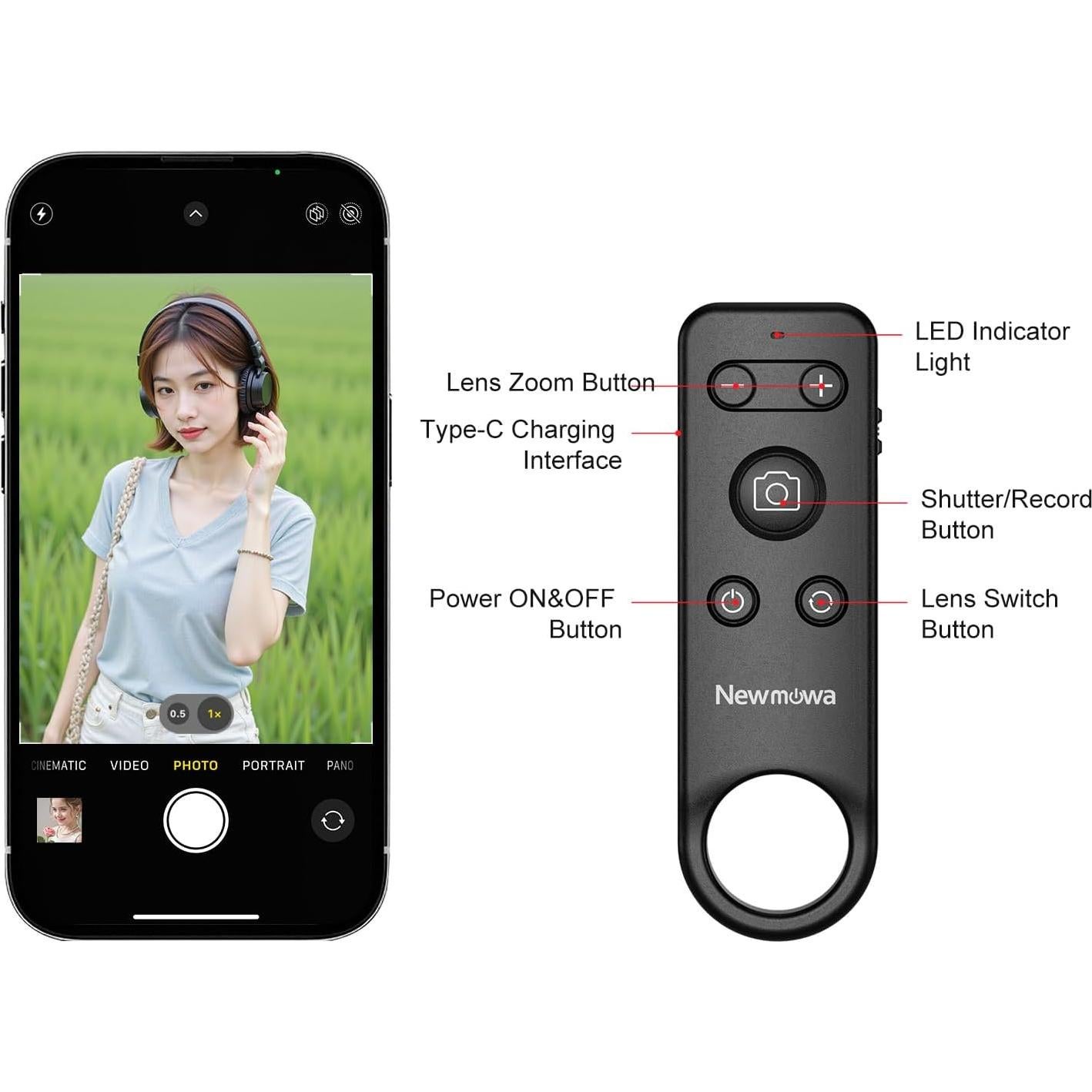 Control Remoto Inalámbrico Bluetooth Newmowa para iPhone