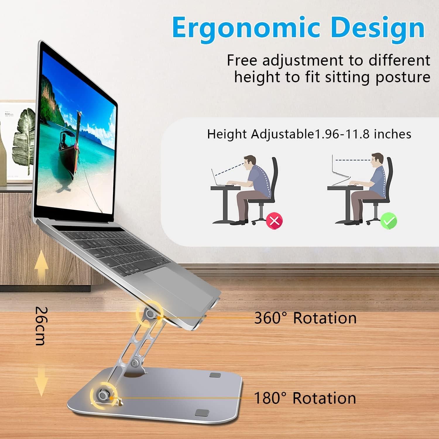 Soporte para Laptop FOBELEC Ajustable Ergonómico 9,07 kg Plata