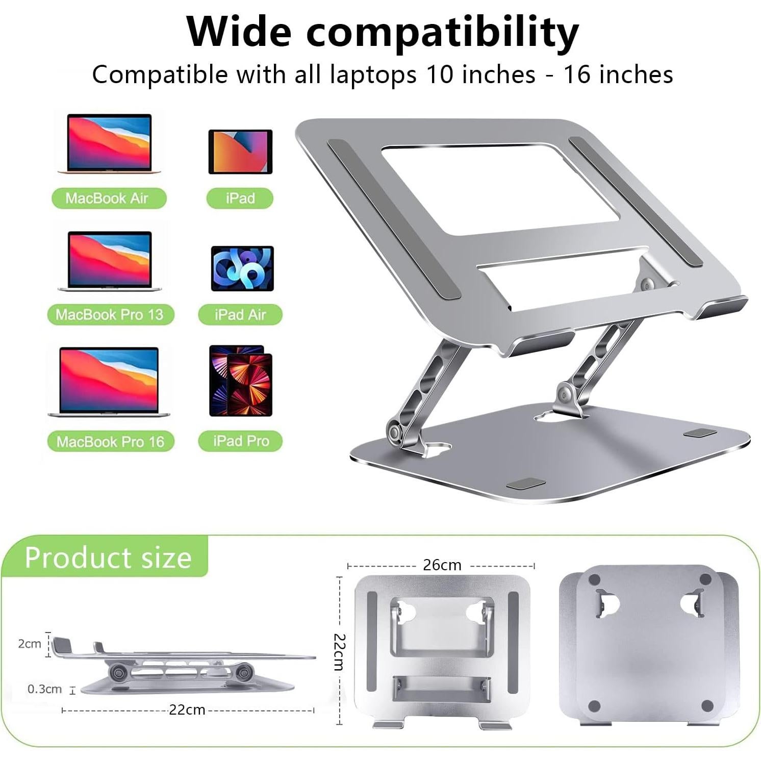 Soporte para Laptop FOBELEC Ajustable Ergonómico 9,07 kg Plata