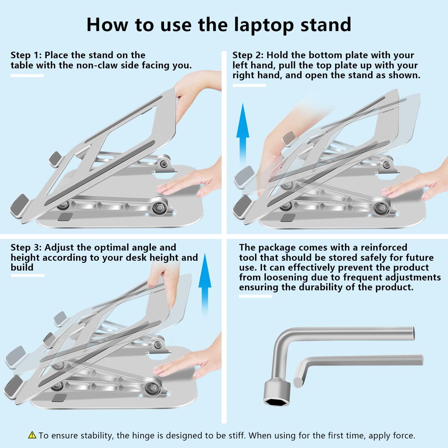 Soporte para Laptop FOBELEC Ajustable Ergonómico 9,07 kg Plata