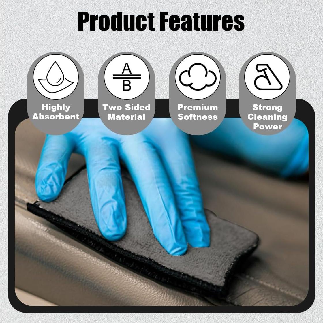 3 Esponjas de Fregado Microfibra GLSOWEE para Interior de Auto
