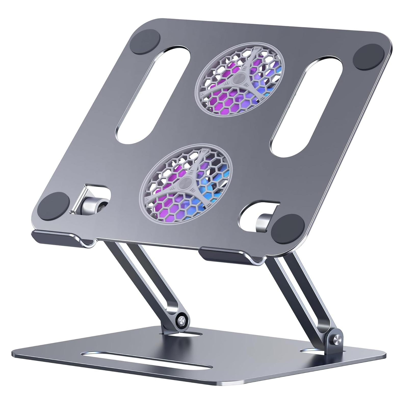 Soporte Enfriamiento YICOSUN Aluminio 2 Ventiladores RGB 24cm