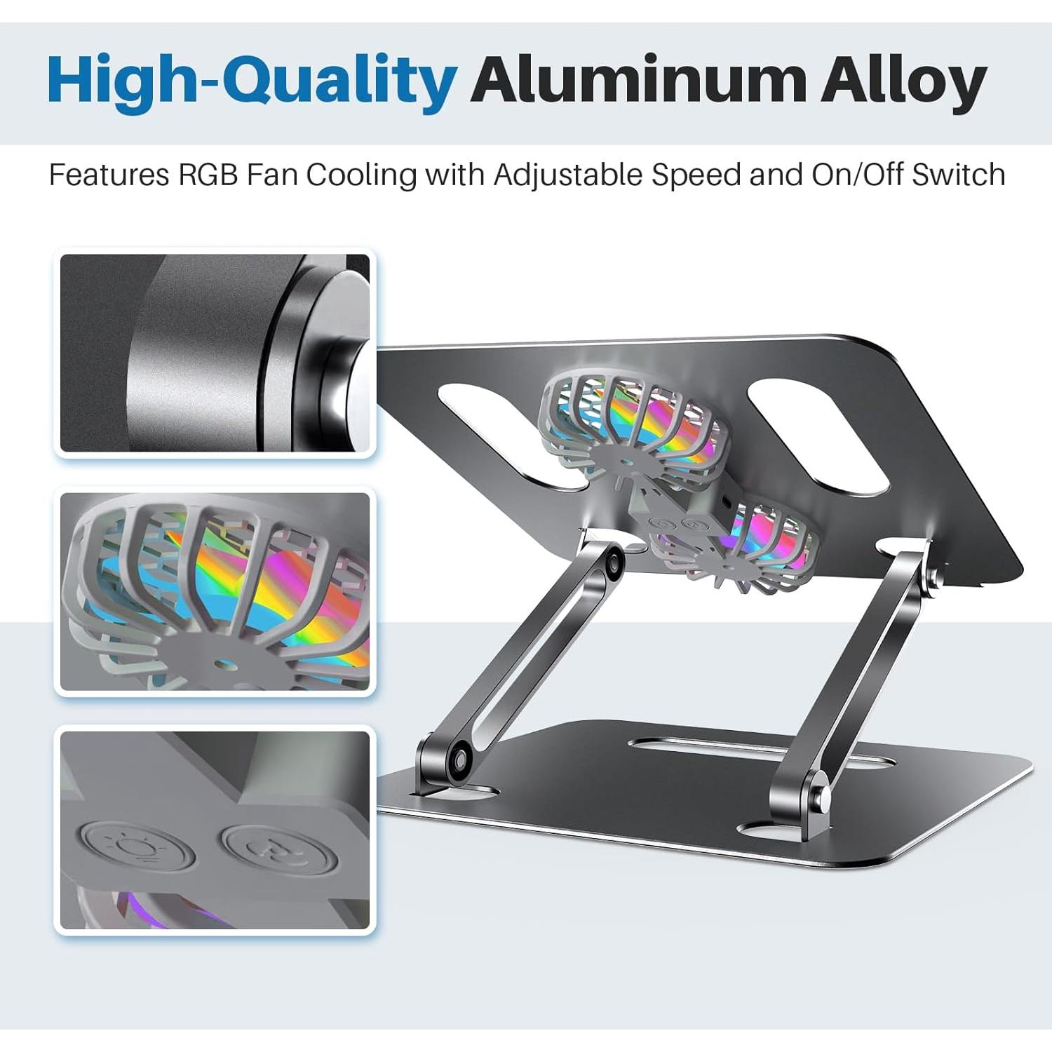 Soporte Enfriamiento YICOSUN Aluminio 2 Ventiladores RGB 24cm