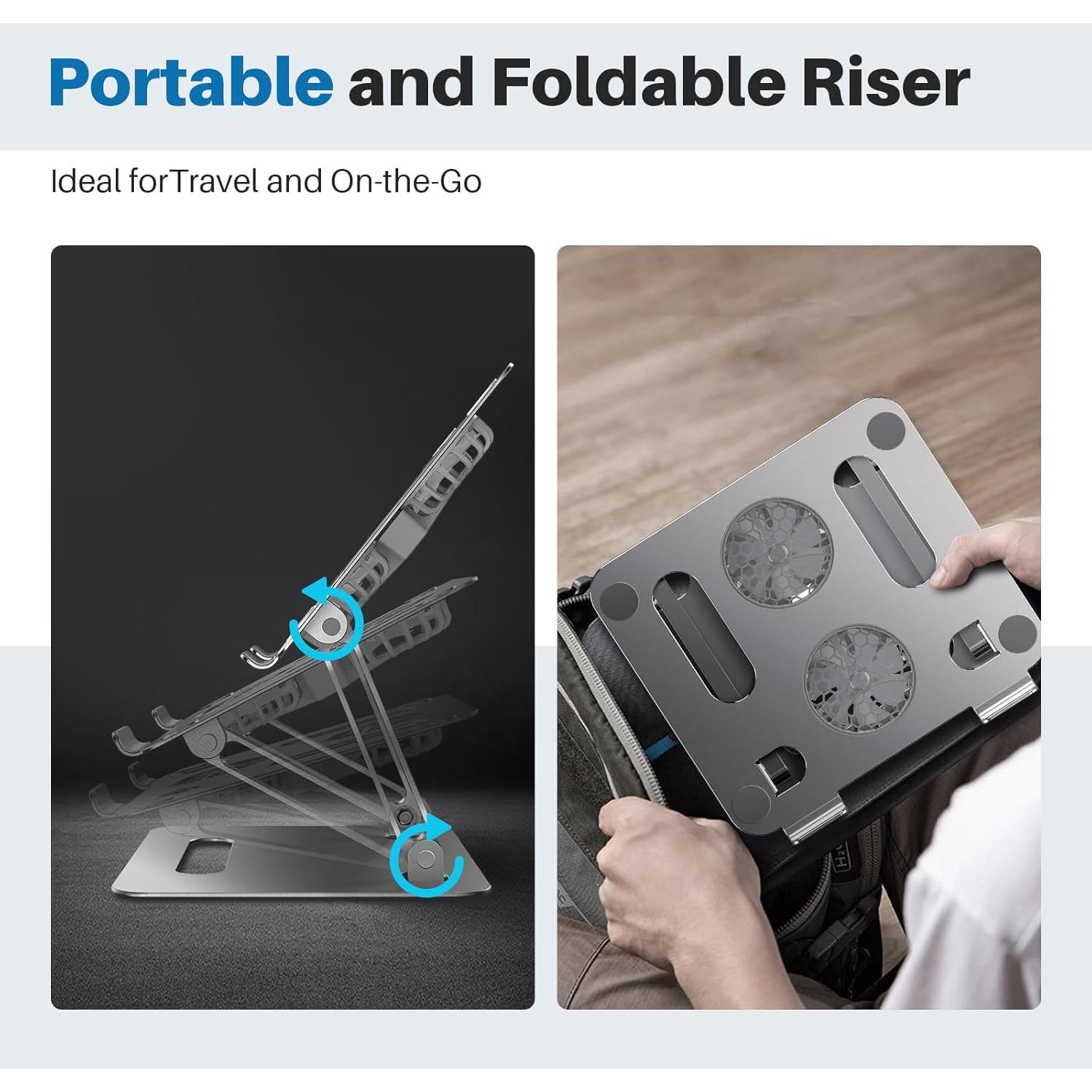 Soporte Enfriamiento YICOSUN Aluminio 2 Ventiladores RGB 24cm