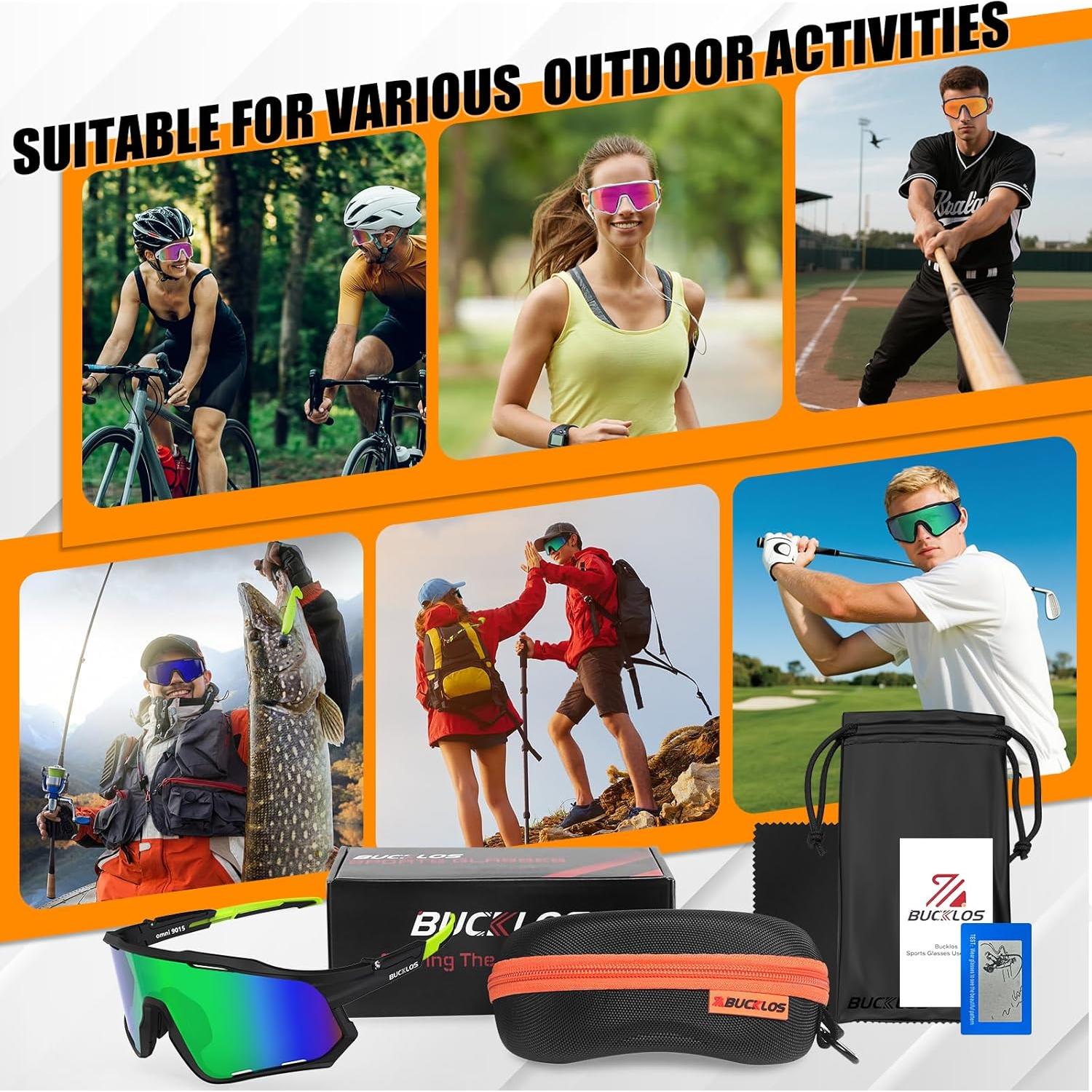 Gafas de sol polarizadas BUCKLOS UV400 para ciclismo y running