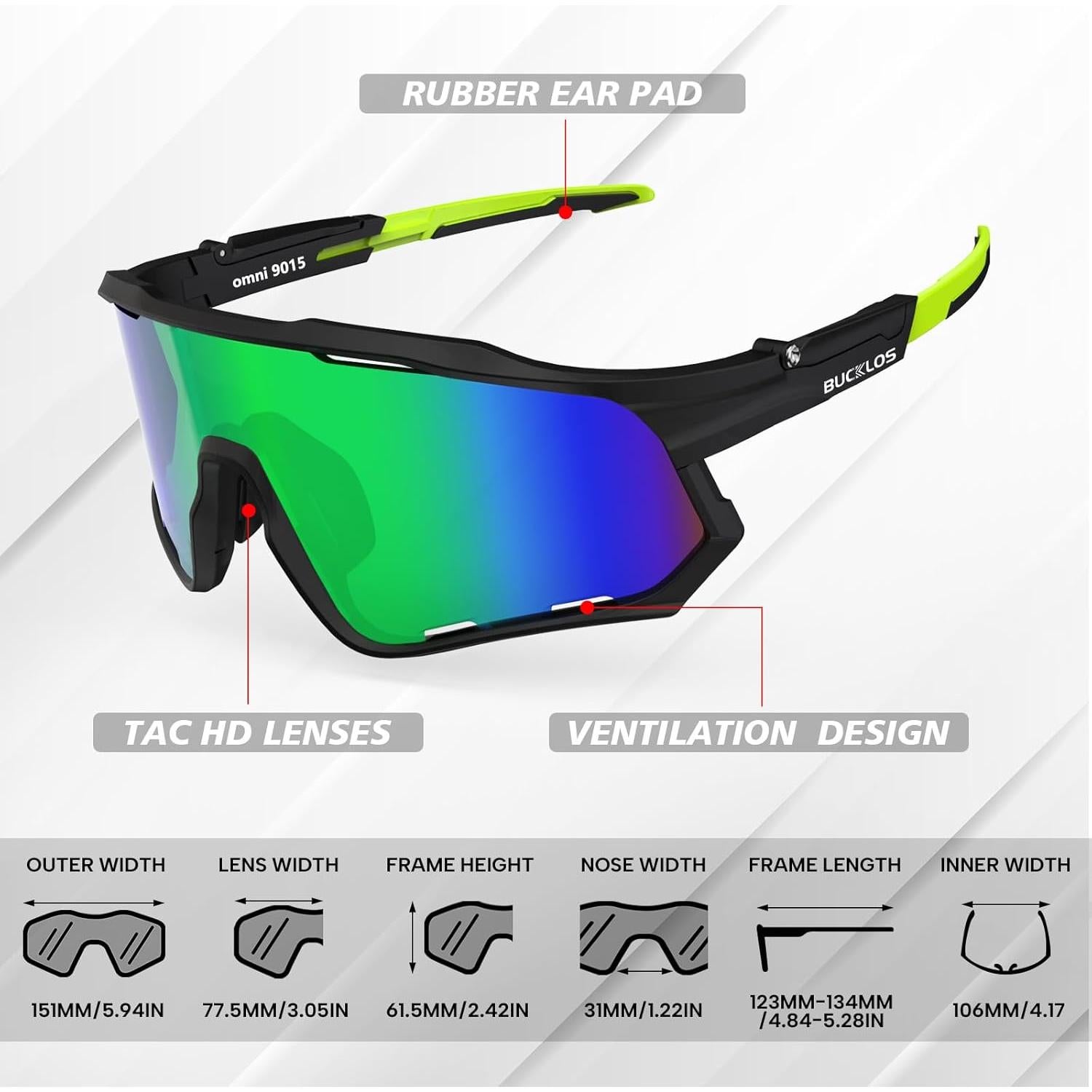Gafas de sol polarizadas BUCKLOS UV400 para ciclismo y running
