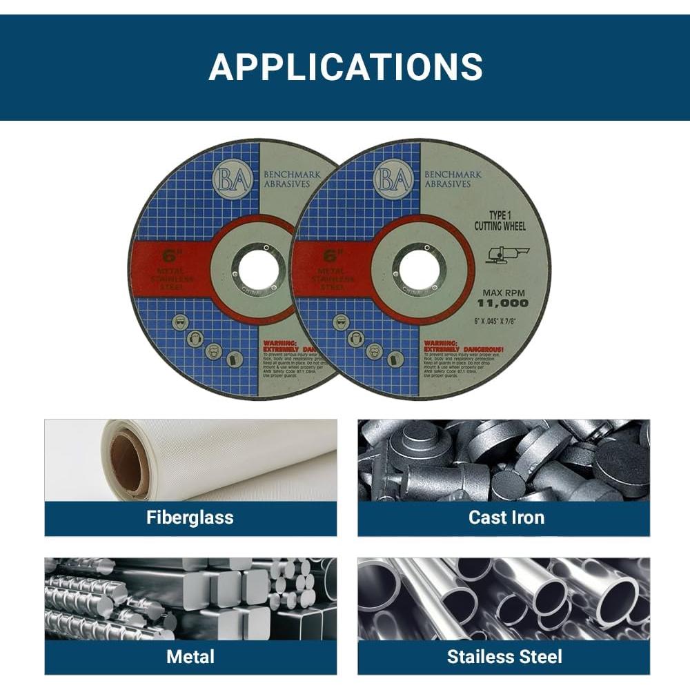 Ruedas de Corte 6" Benchmark Abrasives para Metal y Acero Inoxidable
