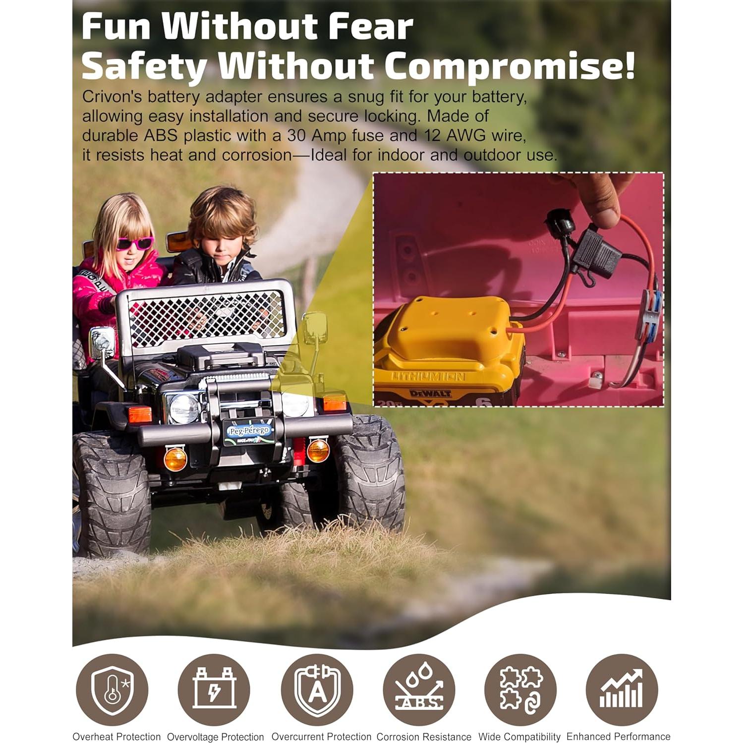 Adaptador de Batería Dewalt 20V Crivon con Interruptor Inline