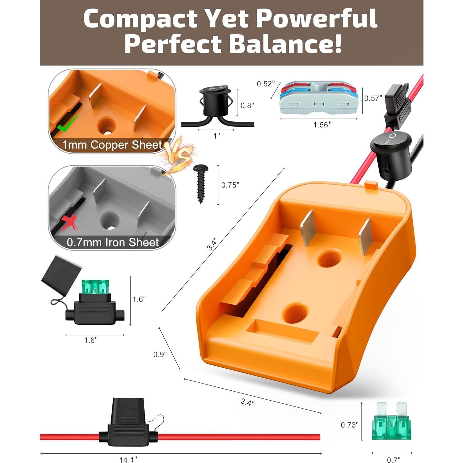 Adaptador de Batería Dewalt 20V Crivon con Interruptor Inline